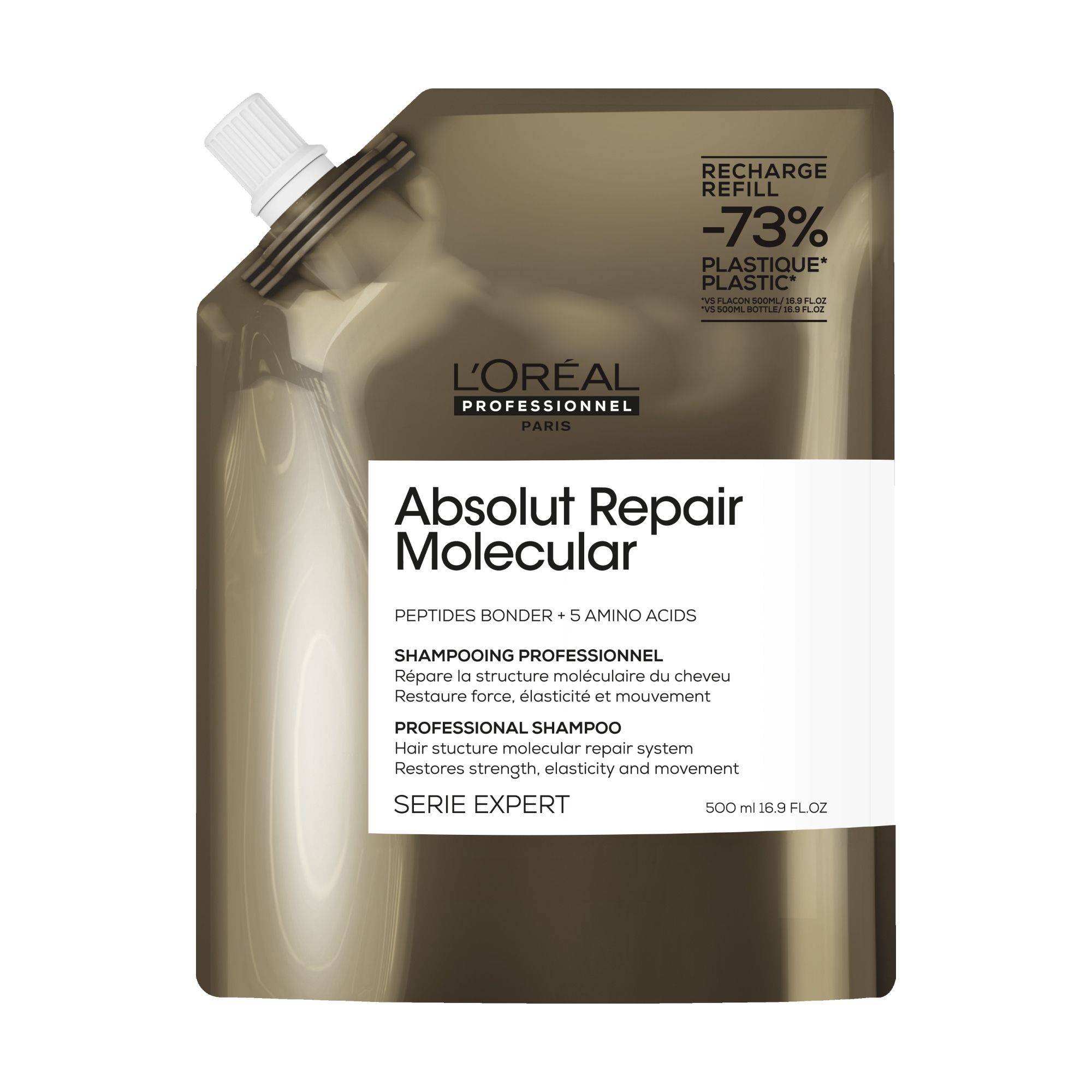Recharge Shampoing réparateur Absolut Repair Molecular de la marque L'Oréal Professionnel Contenance 500ml - 1