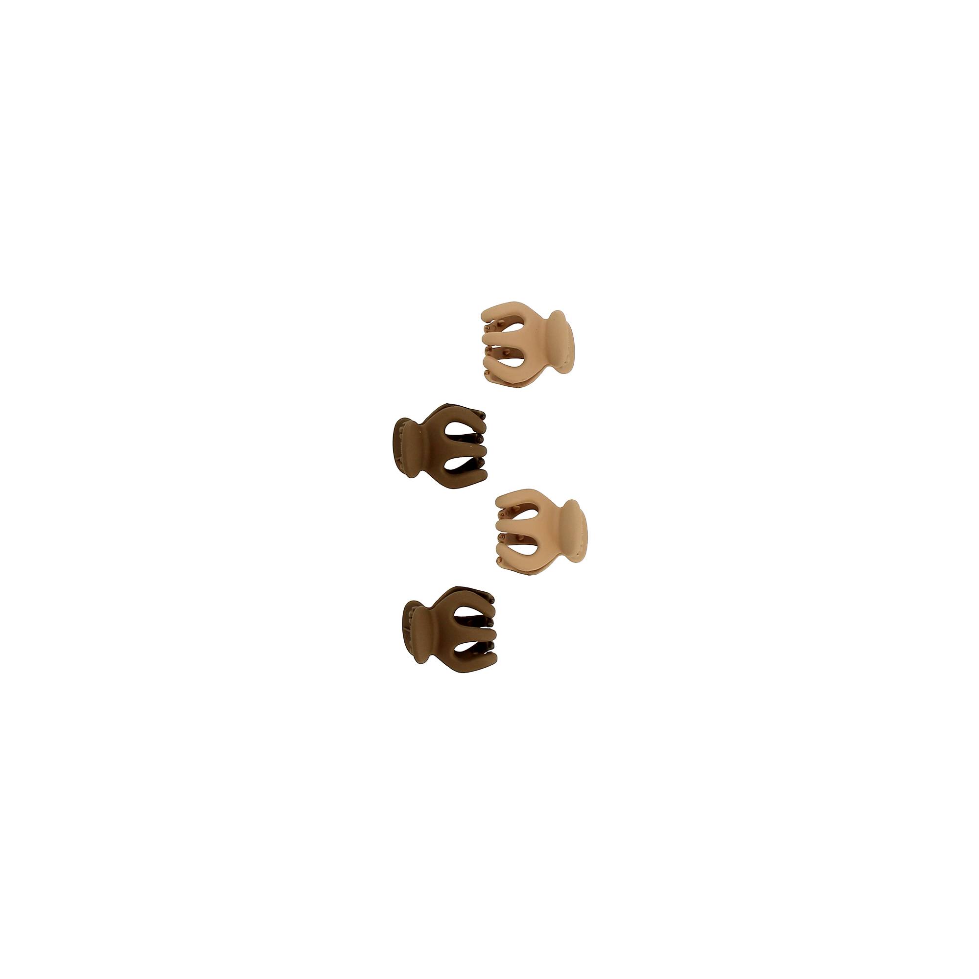 Lot de 4 petites pinces rondes Beige et marron de la marque Coiffeo - 1
