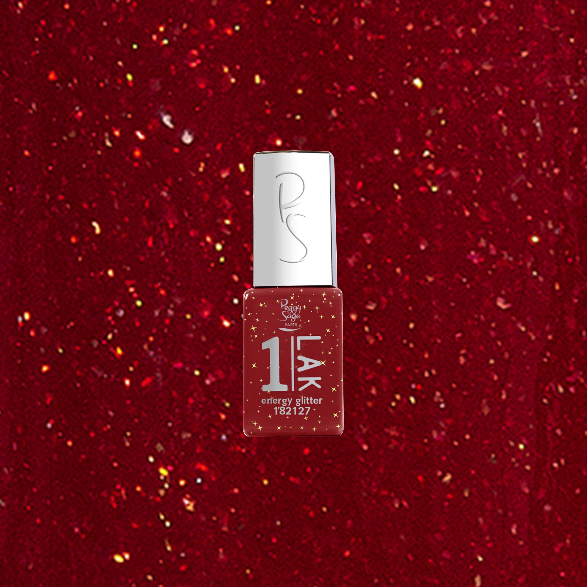 Mini vernis semi-permanent 1-LAK Energy Glitter de la marque Peggy Sage Contenance 5ml - 1