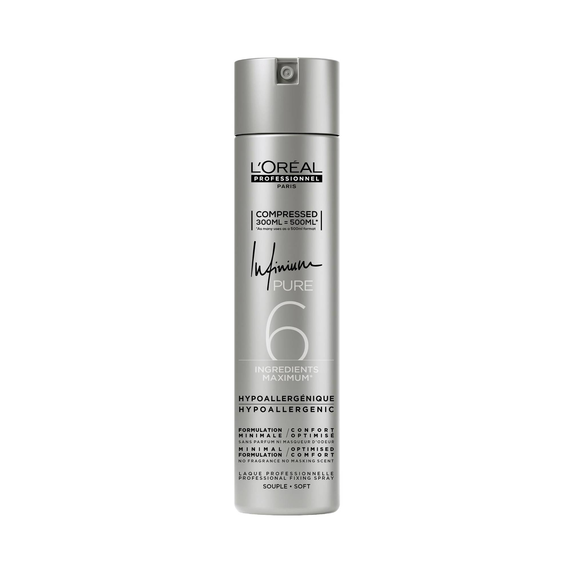 Laque Infinium Pure fixation souple de la marque L'Oréal Professionnel Contenance 300ml - 1