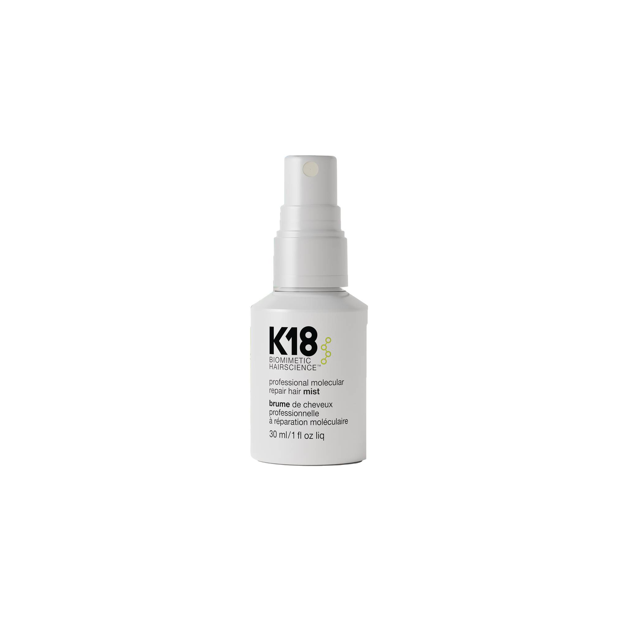 Brume cheveux réparation moléculaire Hair Mist de la marque K18 Biomimetic HairScience Contenance 30ml - 1