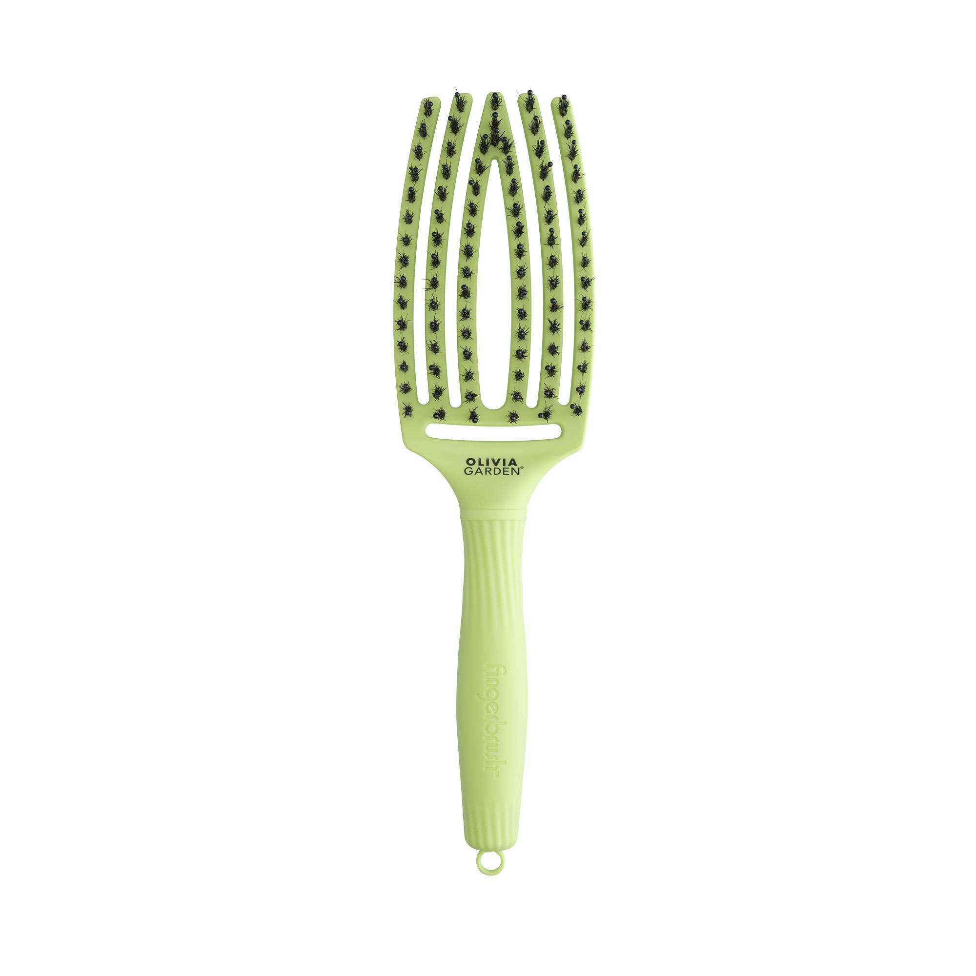 Brosse démêlante Fingerbrush Green Pistachio - Care Iconic Boar&Nylon de la marque Olivia Garden - 1