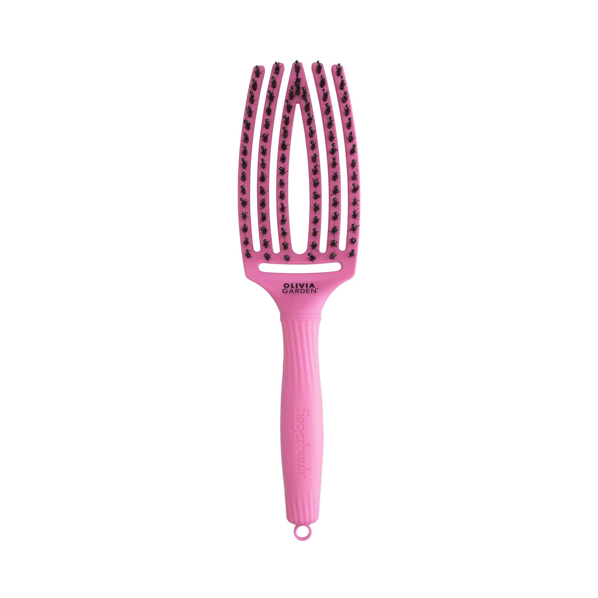 Brosse démêlante Fingerbrush Pink Granita - Care Iconic Boar&Nylon de la marque Olivia Garden - 1