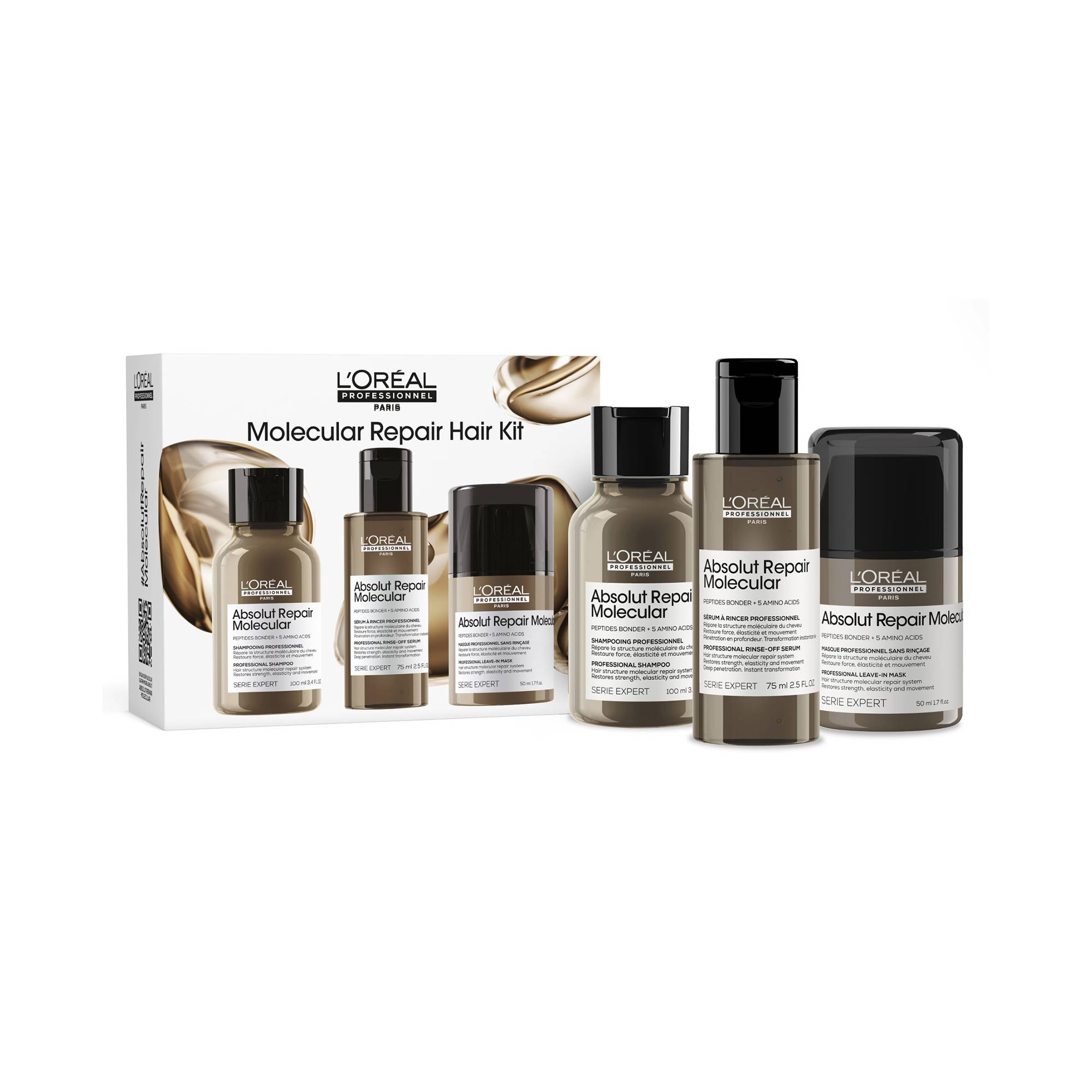 Mini kit trio découverte Absolut Repair Molecular (shampoing + sérum + masque) de la marque L'Oréal Professionnel Contenance 225ml - 1