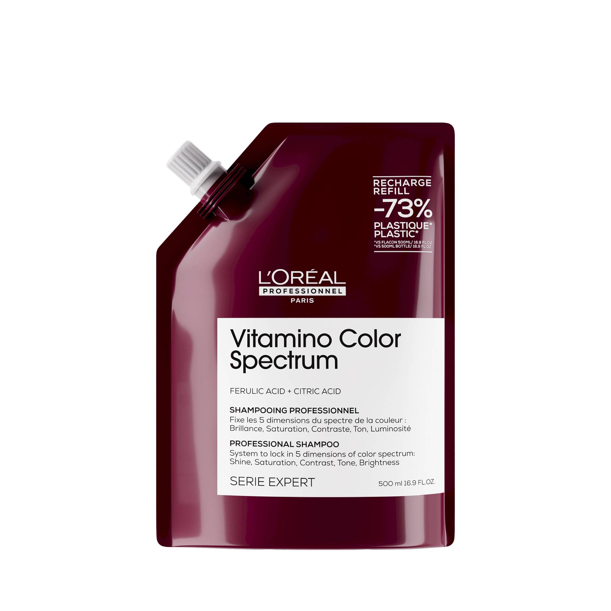Eco-recharge shampoing fixateur du spectre coloriel Vitamino Color Spectrum de la marque L'Oréal Professionnel Contenance 500ml - 1
