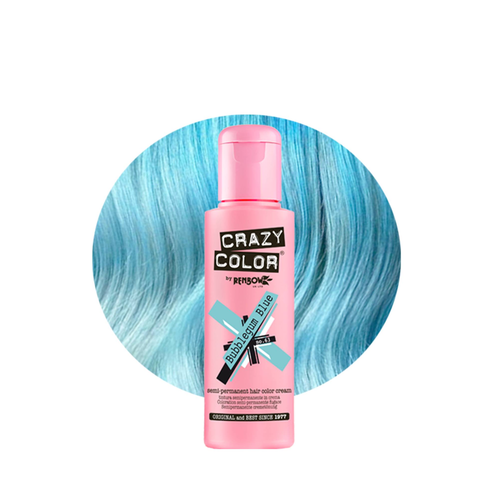 Coloration temporaire bubblegum blue n°63 de la marque Crazy Color Contenance 100ml - 1