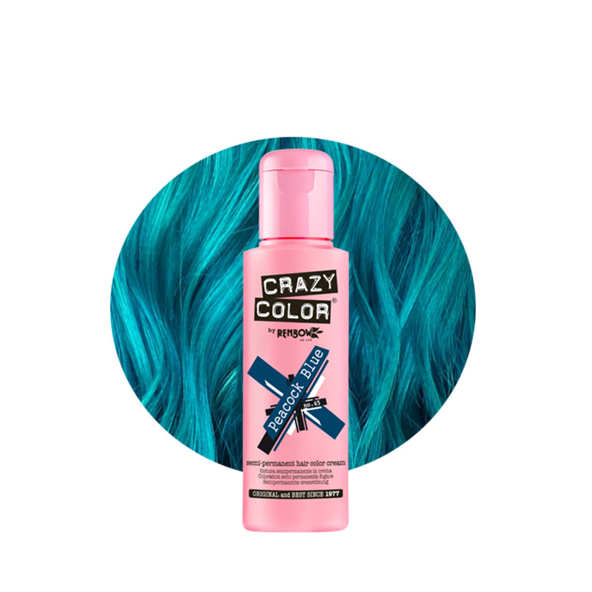 Coloration temporaire peacock blue n°45 de la marque Crazy Color Contenance 100ml - 1