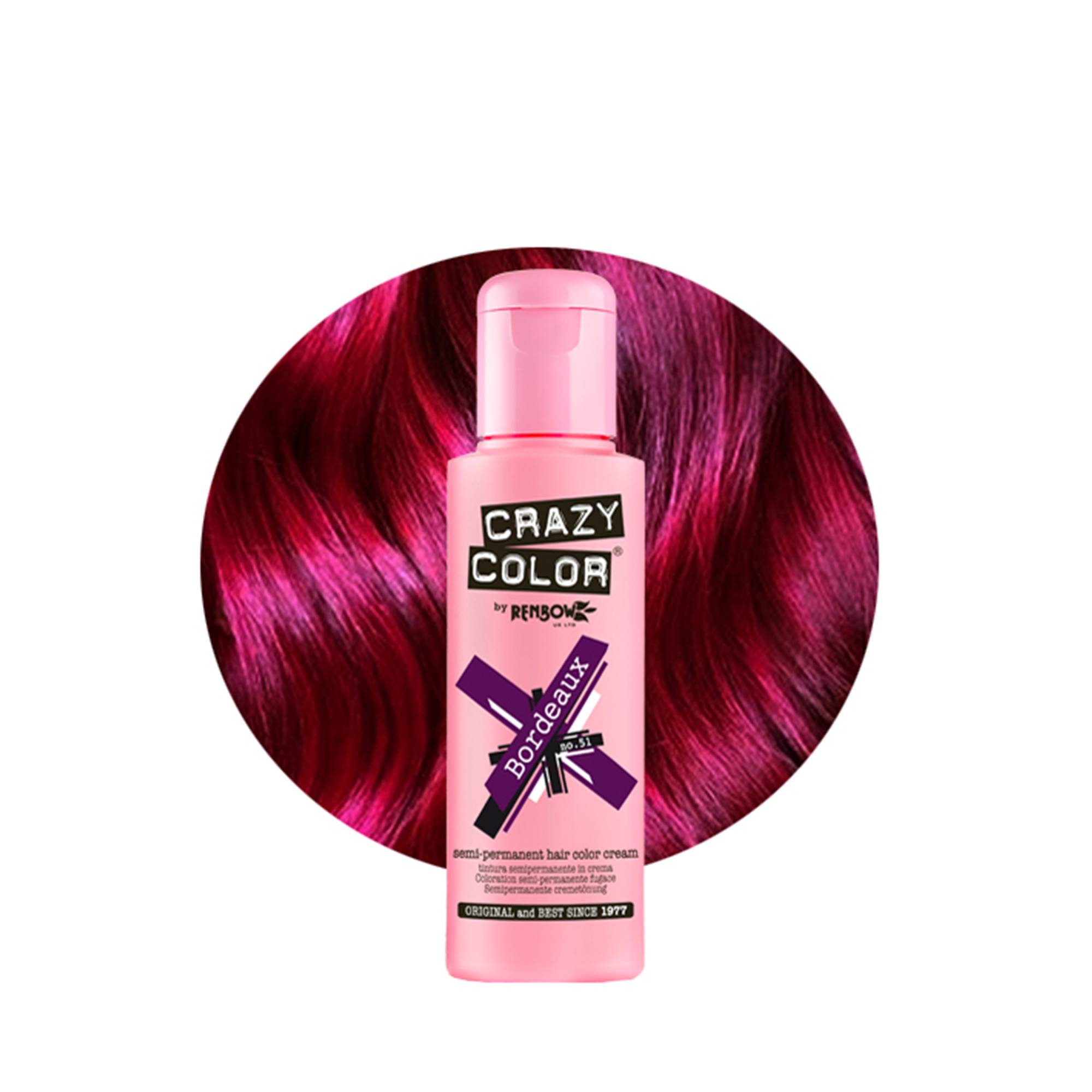 Coloration temporaire bordeaux n°51 de la marque Crazy Color Contenance 100ml - 1