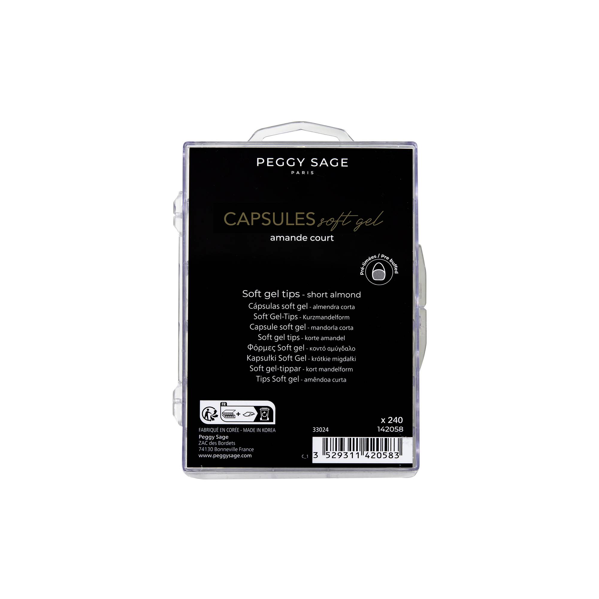 Capsules Soft Gel - Amande court x240 de la marque Peggy Sage Contenance 11ml - 1