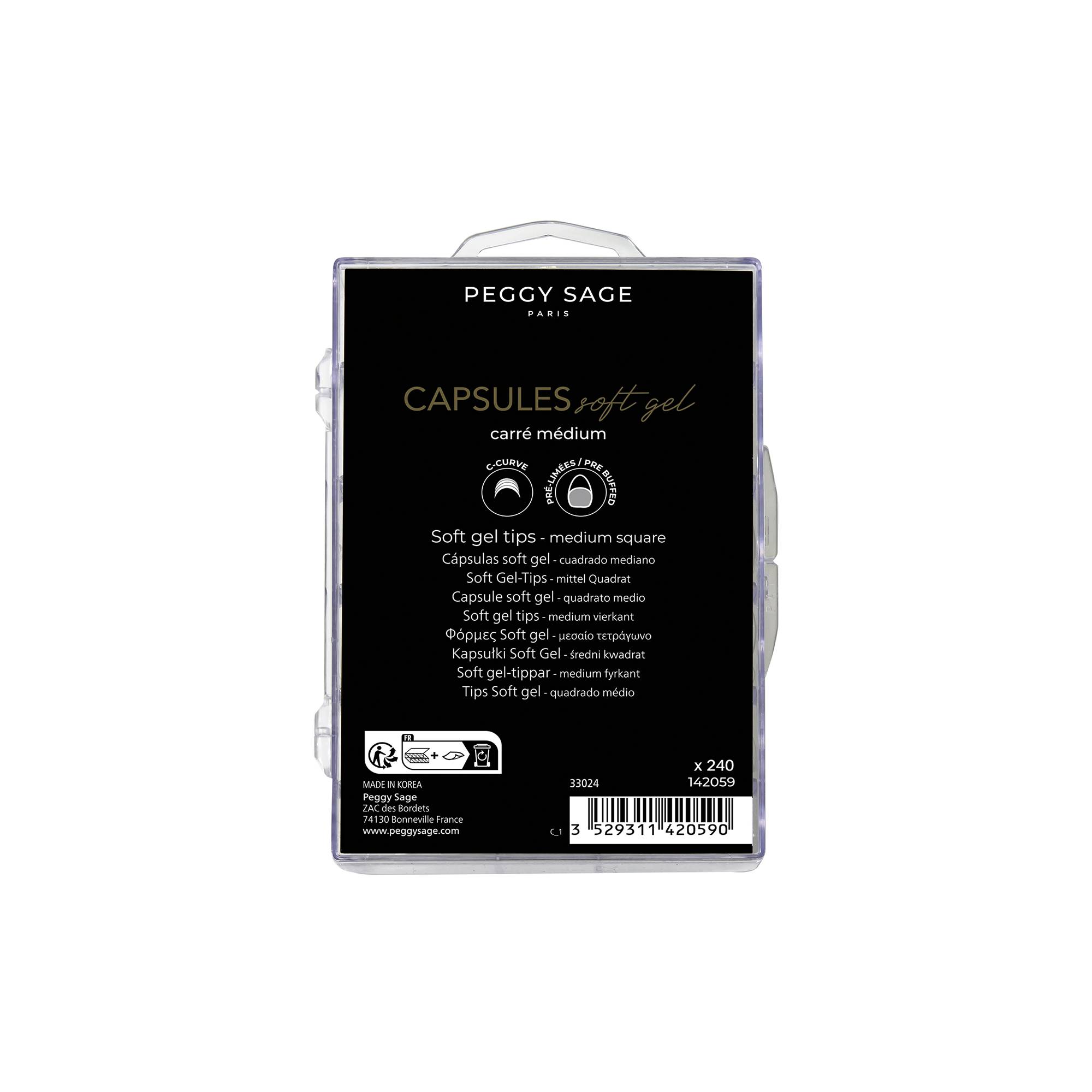 Capsules Soft Gel - Carré médium x240 de la marque Peggy Sage Contenance 11ml - 1