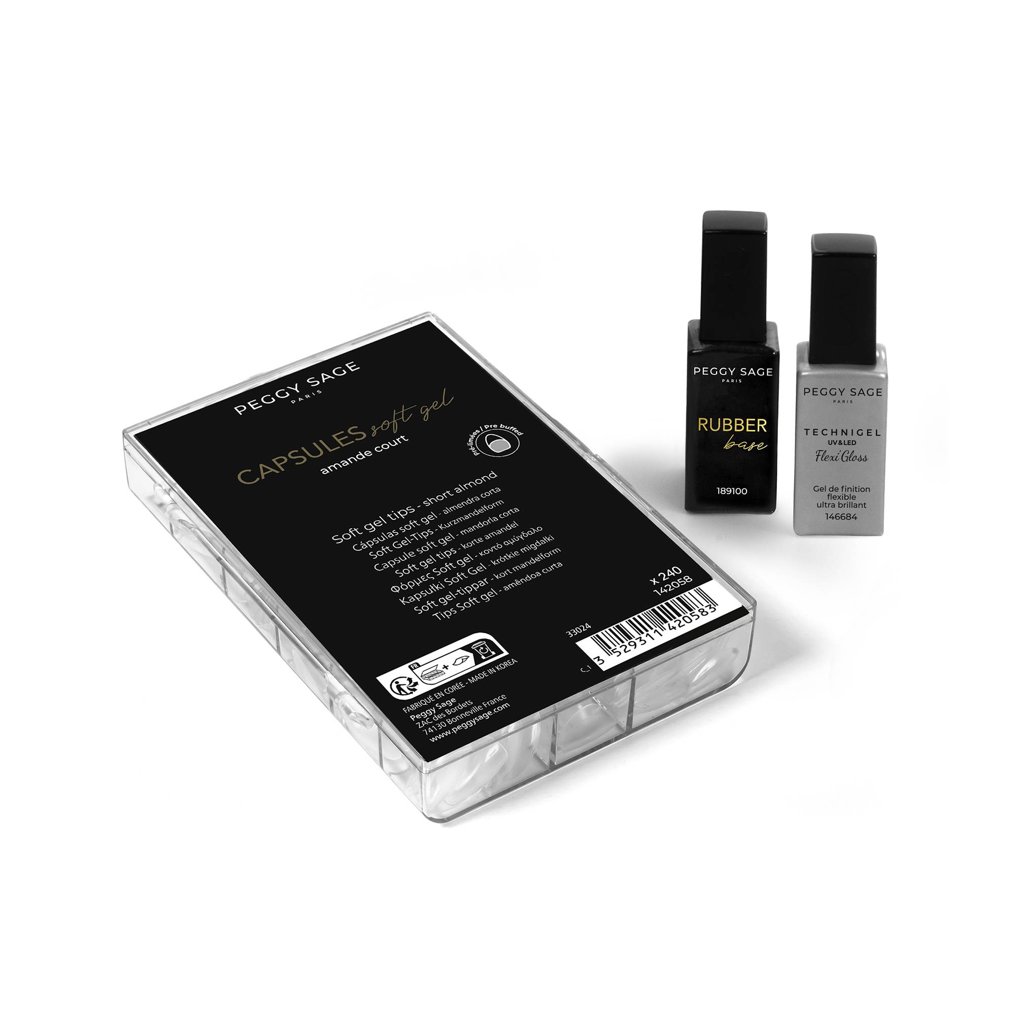 Kit technique américaine - Amande court (base & gloss) de la marque Peggy Sage Contenance 22ml - 1