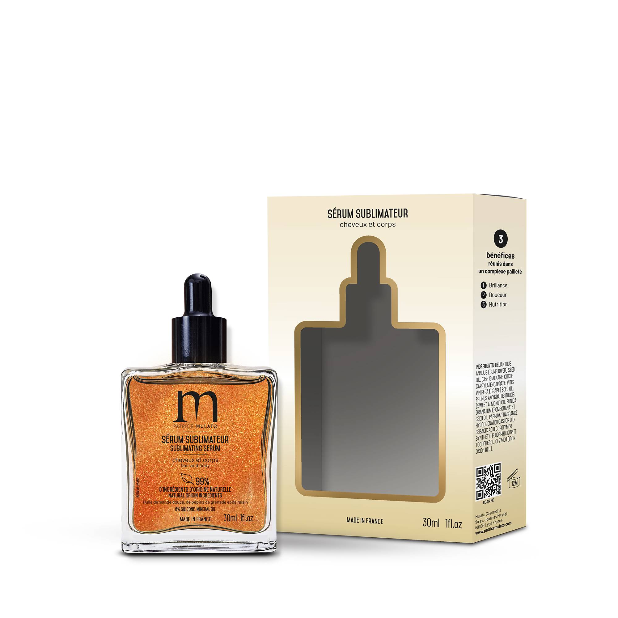 Sérum sublimateur cheveux et corps – brillance, douceur, nutrition de la marque Mulato Contenance 30ml - 1