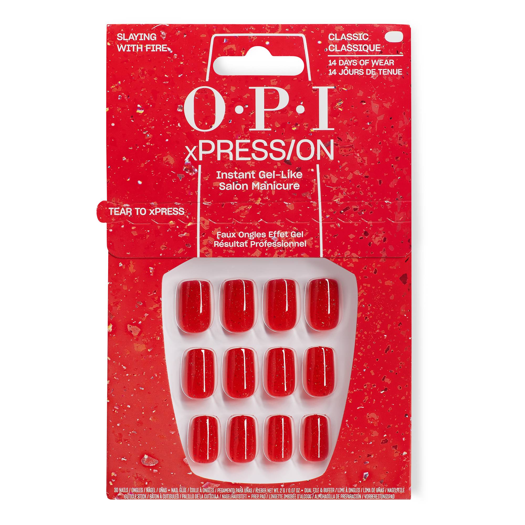 Faux-ongles Slaying with Fire – pose express, effet gel, couleur flamboyante de la marque OPI - 1