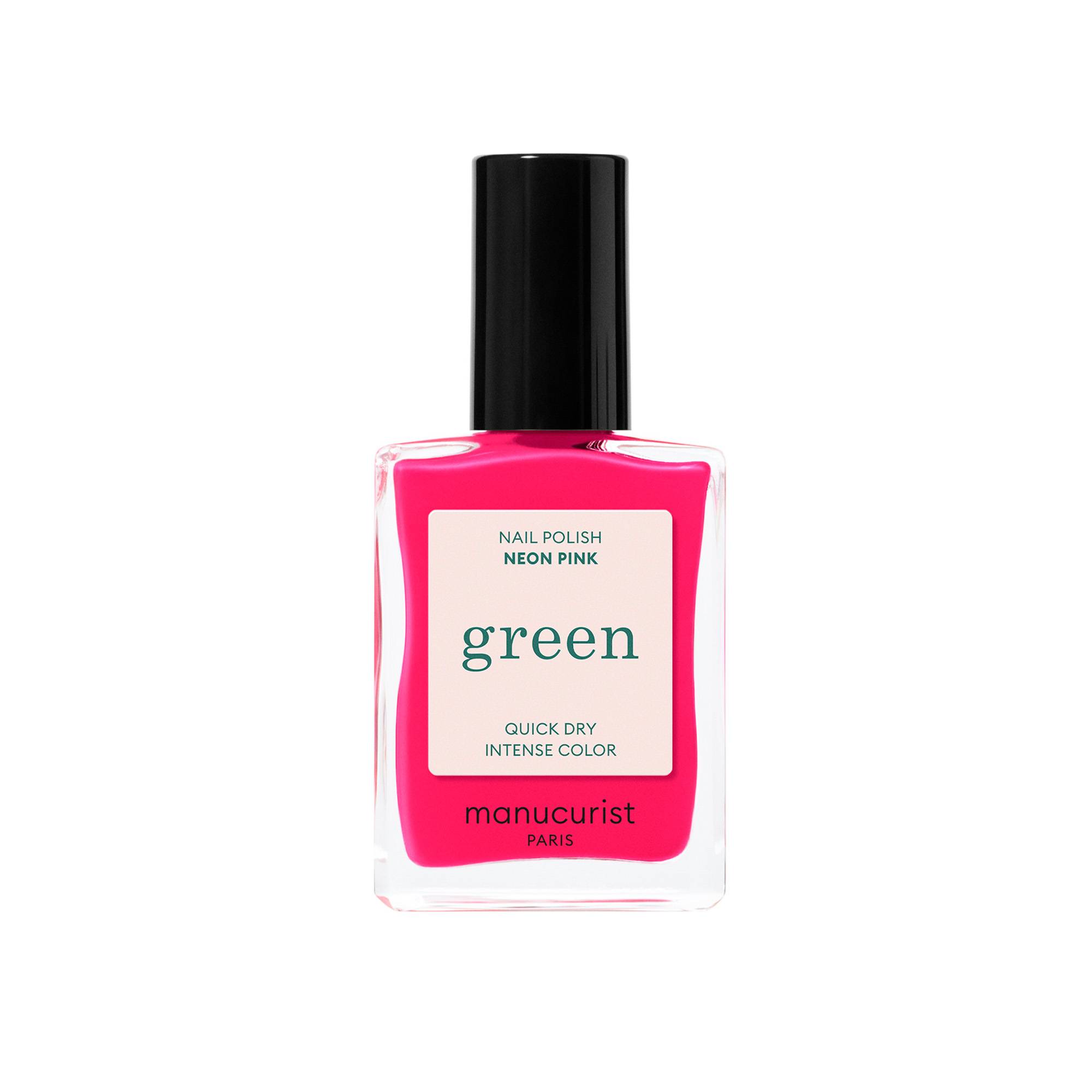 Vernis à ongles Green™ Neon Pink – rose néon vibrant, vegan, bio-sourcé de la marque Manucurist Contenance 15ml - 1