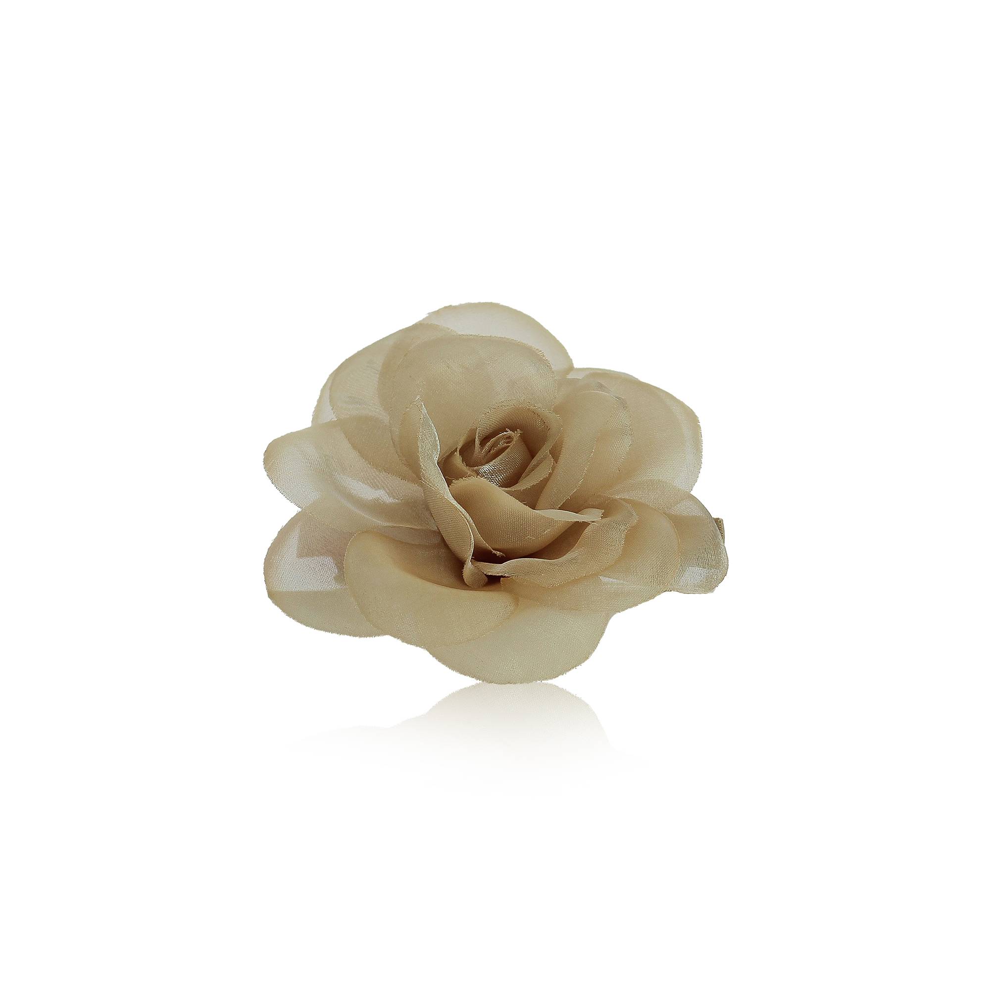 Barrette avec fleur beige en tulle de la marque Bleu Libellule - 1