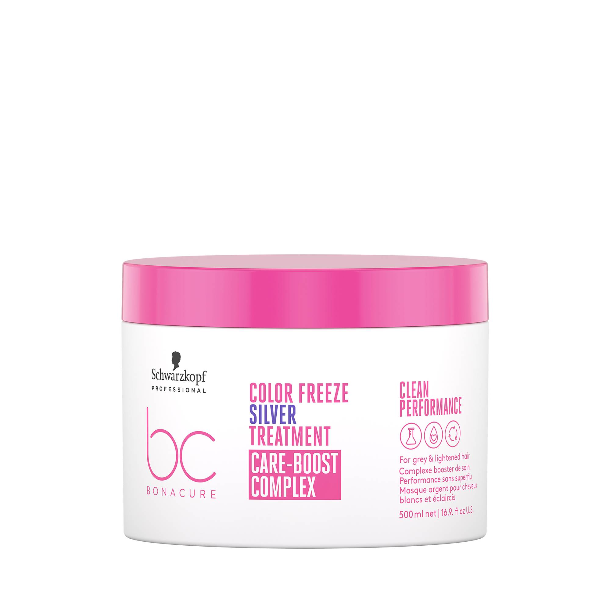 Masque argent cheveux blancs et éclaircis BC Clean Color Freeze de la marque Schwarzkopf Professional Contenance 500ml - 1