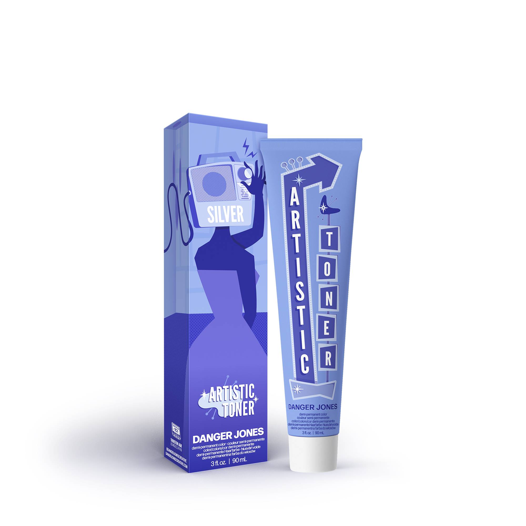 Toner artistic Silver – reflets argentés, correction froide, éclat lumineux de la marque Danger Jones Contenance 90ml - 1