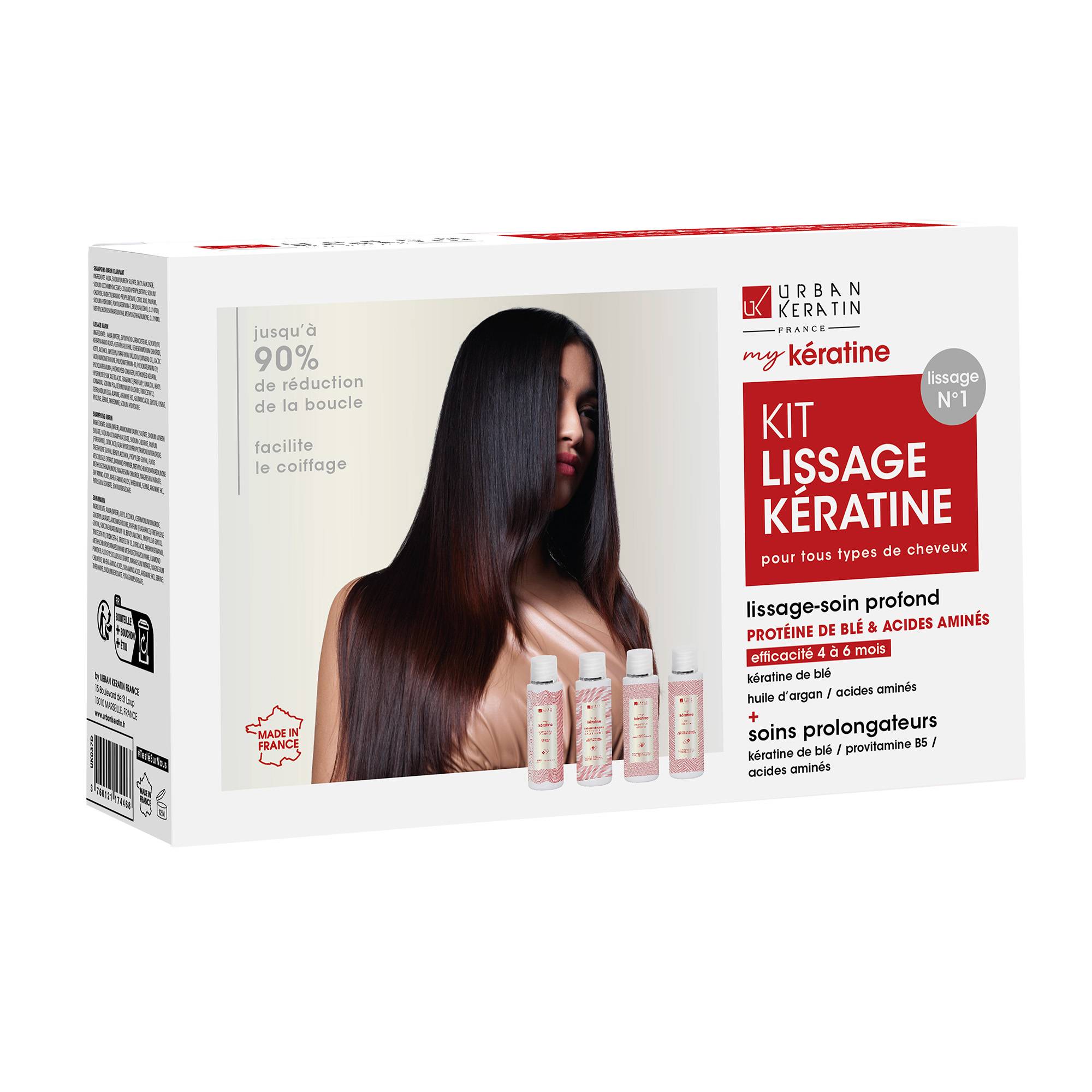 Kit lissage kératine – réduction de volume, brillance, réparation de la marque Urban Keratin Contenance 400ml - 1
