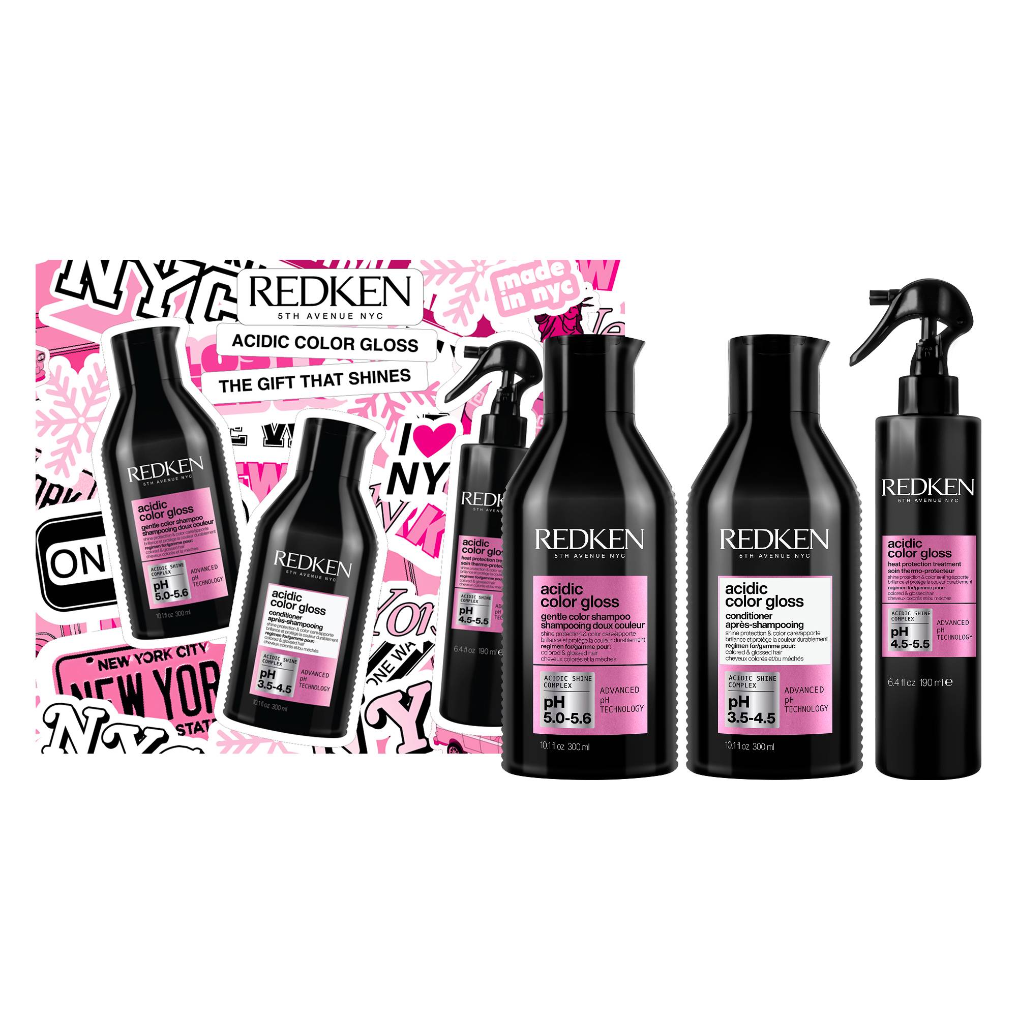 Coffret cheveux trio Acidic Color Gloss – éclat longue durée, douceur, protection de la marque Redken Contenance 790ml - 1