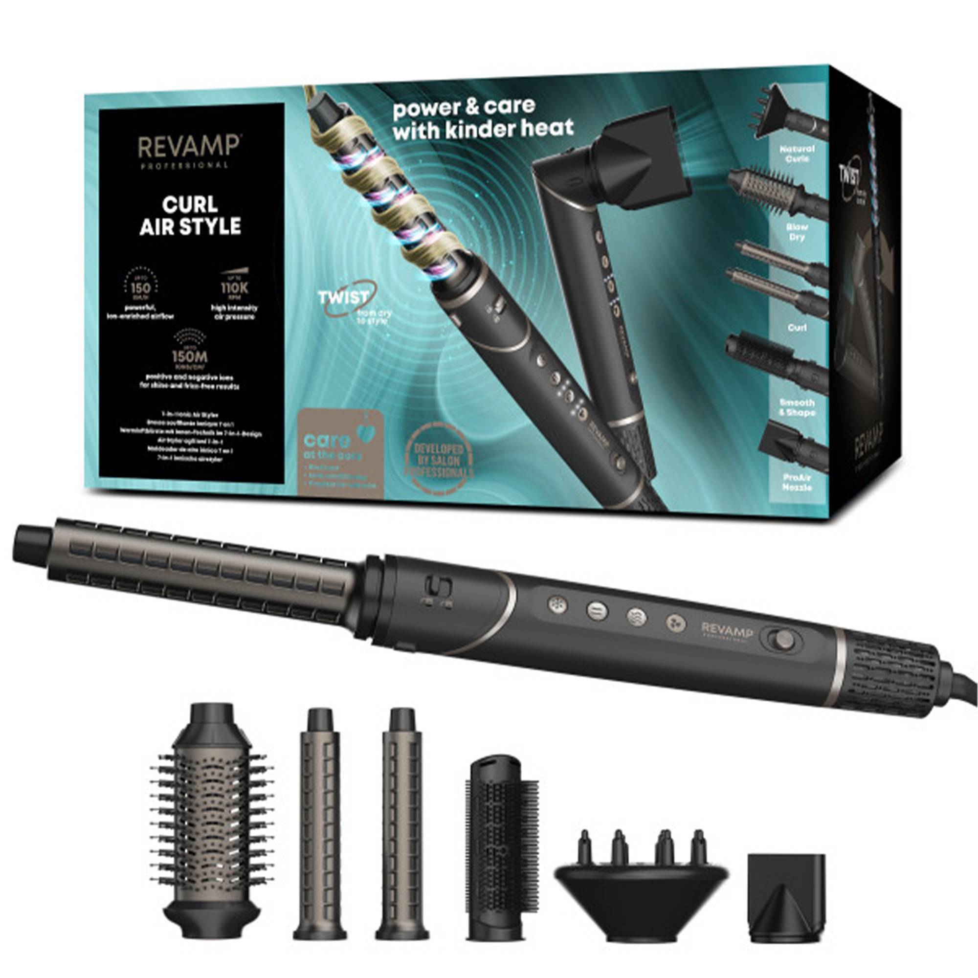 Brosse soufflante multifonction 7-en-1 – Air Ultime Ionique + trousse de beauté de la marque Revamp Professional - 1