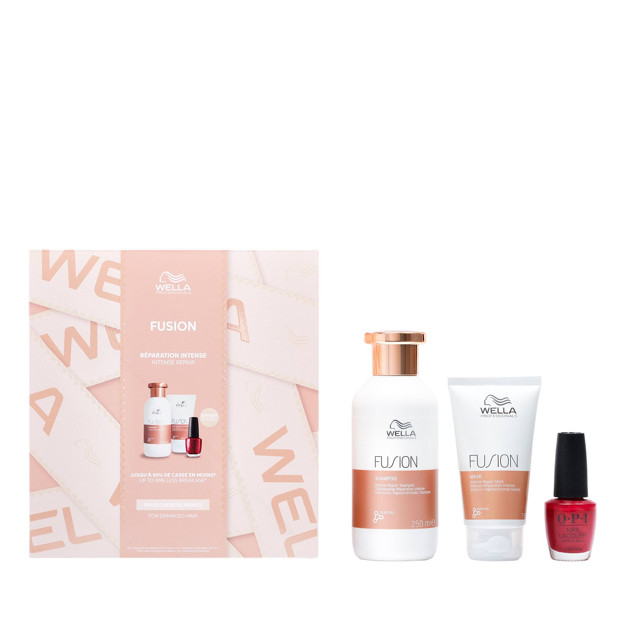 Coffret cheveux Fusion x OPI – réparation intense, douceur, brillance de la marque Wella Professionals Contenance 350ml - 1