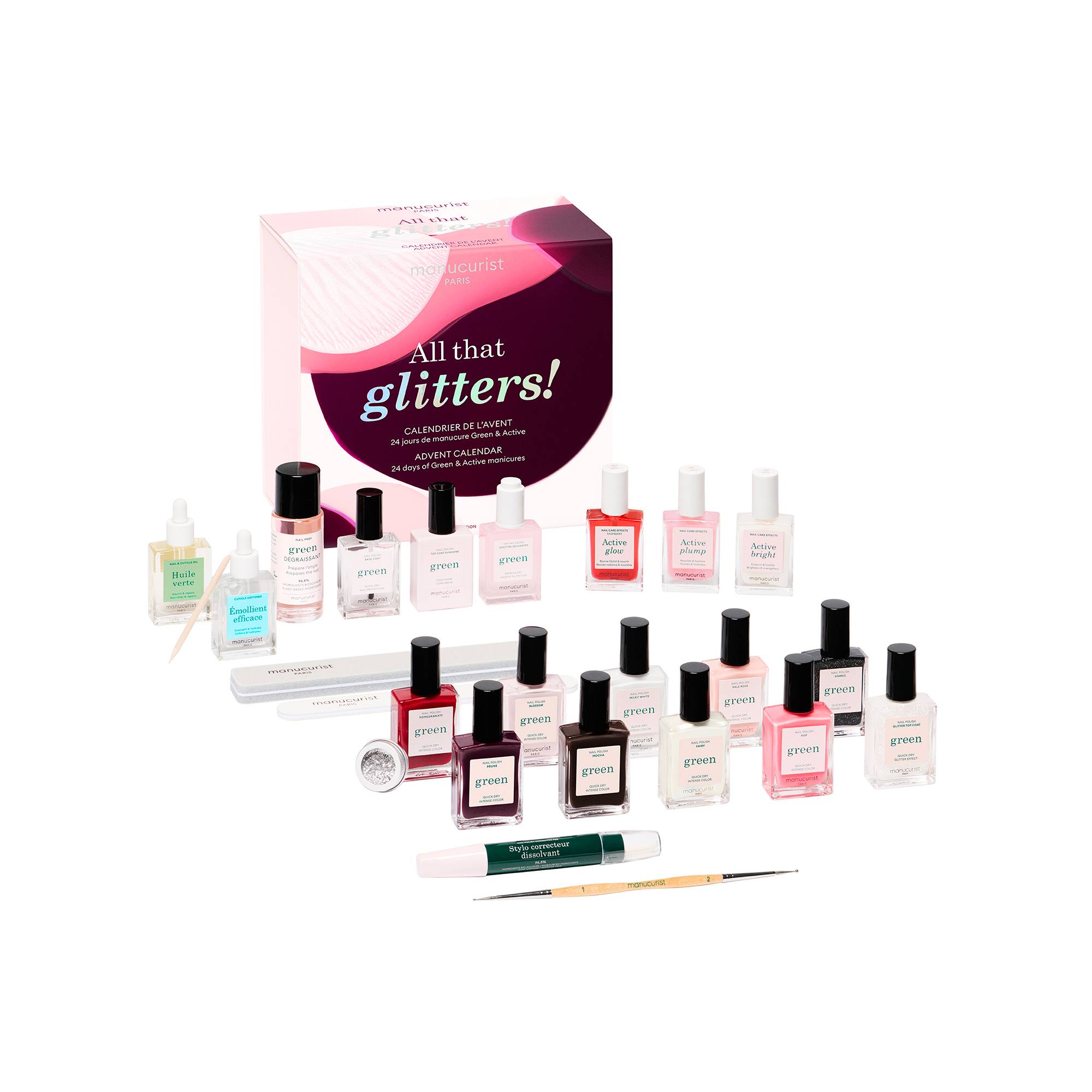 Calendrier de l'avent All that glitters! - 24 produits manucure Green & Active de la marque Manucurist - 1