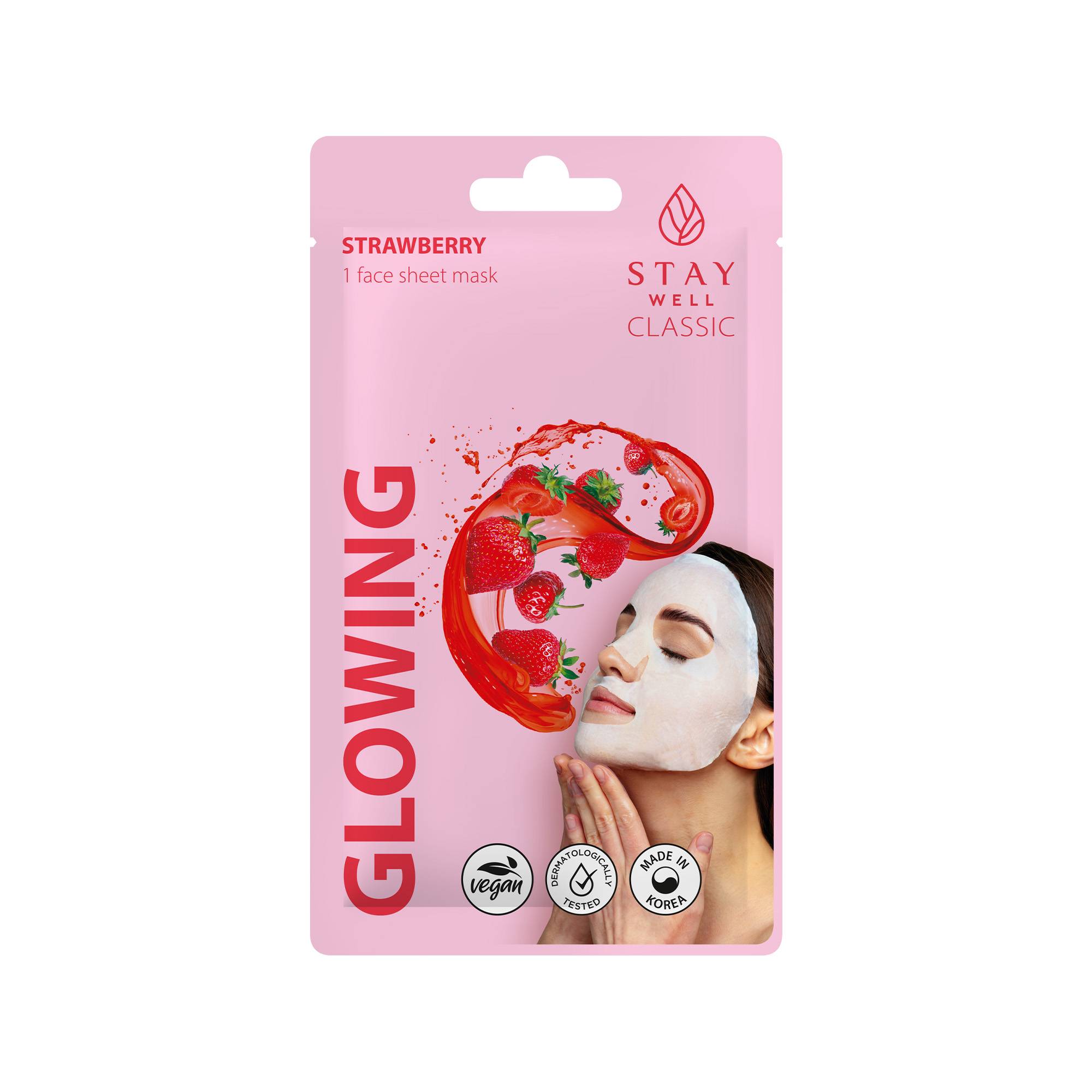 Masque visage Strawberry Glowing – éclat, hydratation, effet bonne mine de la marque Stay Well Contenance 22g - 1