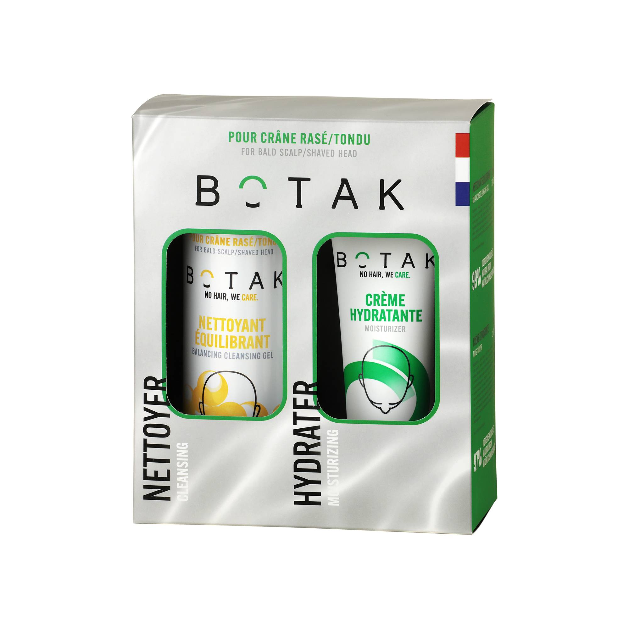 Coffret routine quotidienne pour crâne rasé ou tondu (225ml + 75ml) de la marque Botak Contenance 300ml - 1