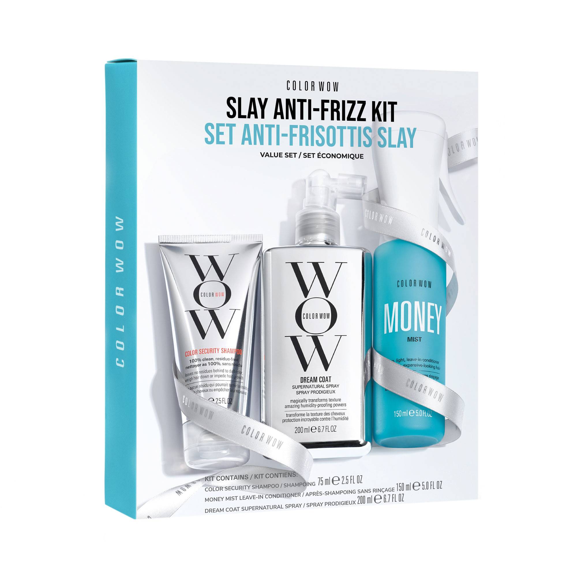 Set anti-frisottis Slay - Shampoing, conditionneur et spray de la marque Color Wow Contenance 425ml - 1
