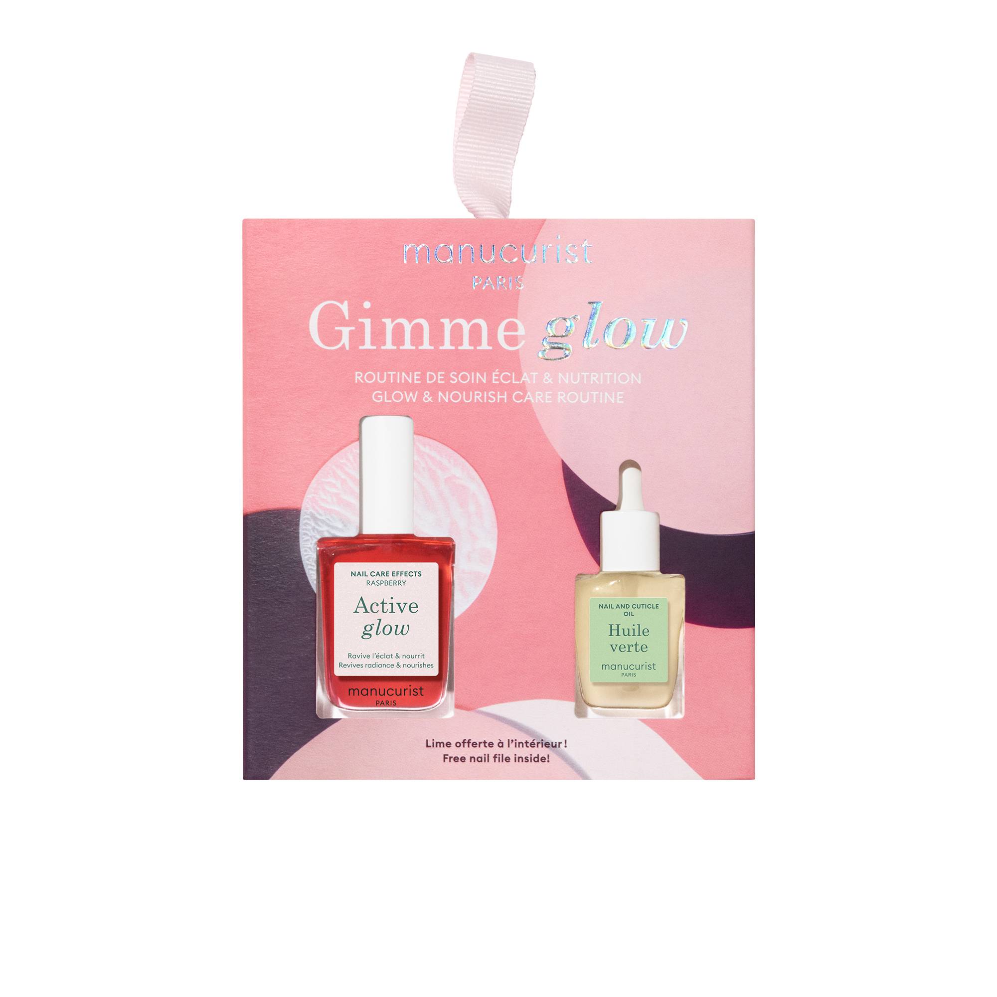 Routine de soin ongles éclat & nutrition Gimme Glow - Duo Active + mini huile de la marque Manucurist Contenance 23ml - 1