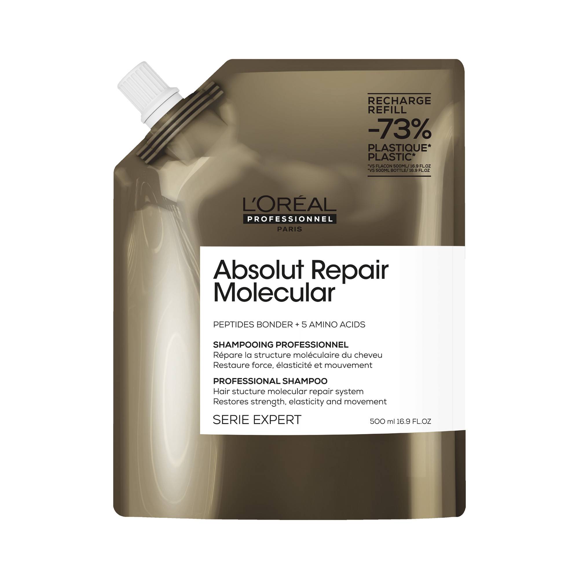 Éco-recharge Shampoing réparateur Absolut Repair Molecular de la marque L'Oréal Professionnel Contenance 500ml - 1