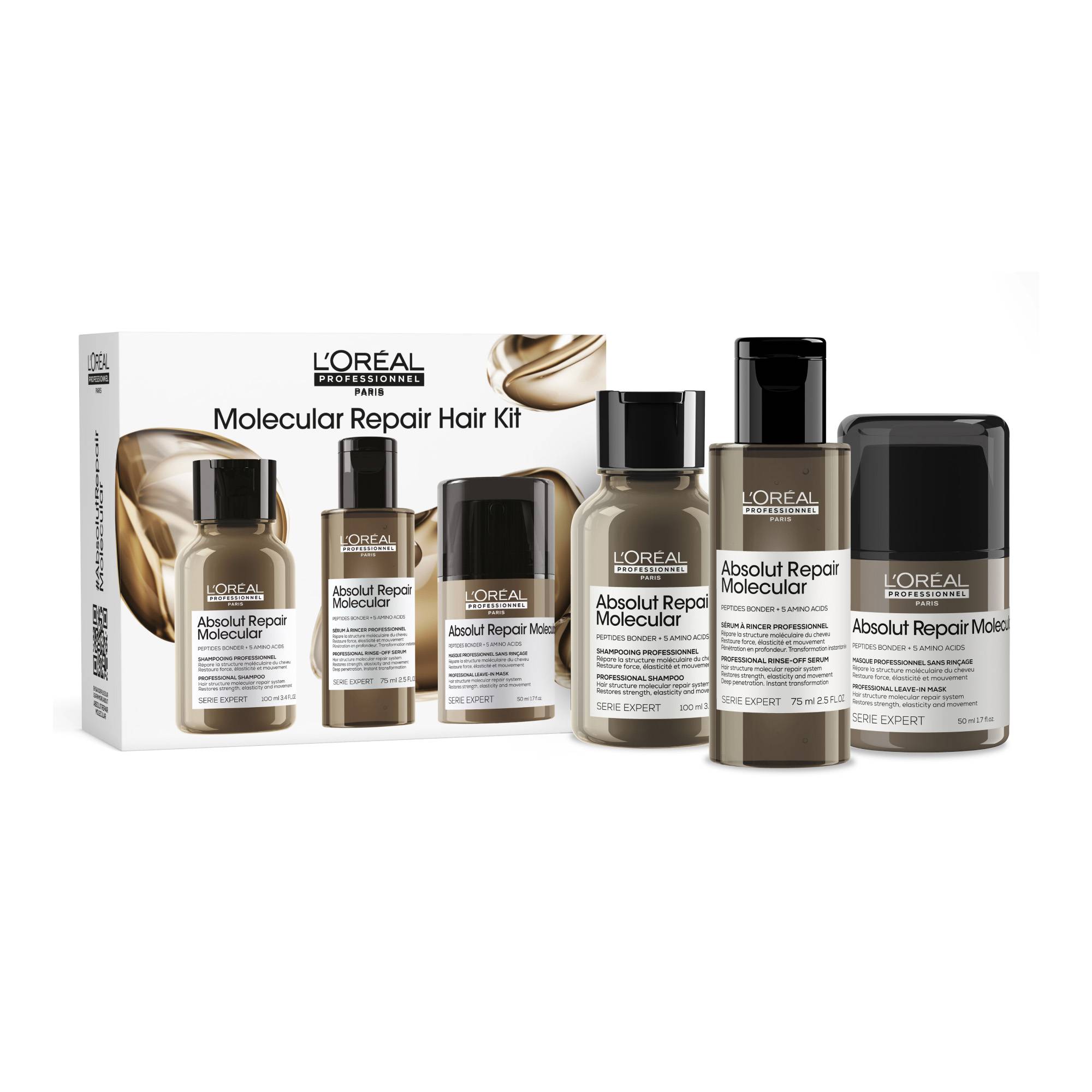 Mini kit trio découverte Absolut Repair Molecular (shampoing + sérum + masque) de la marque L'Oréal Professionnel Contenance 225ml - 1