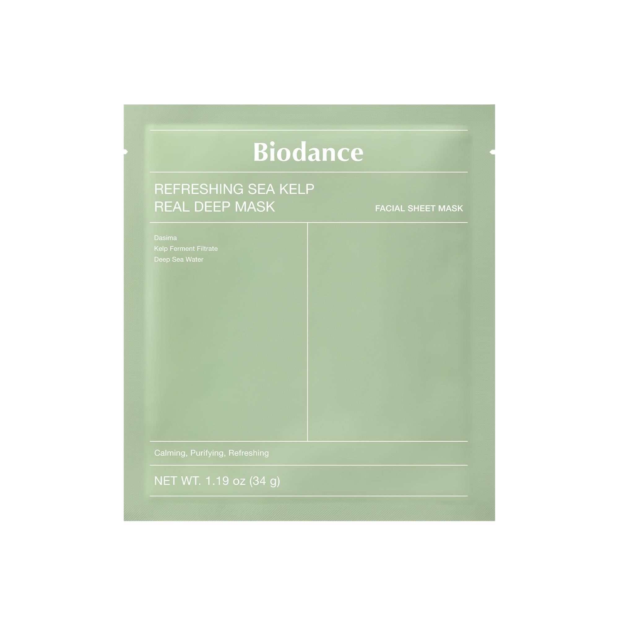 Masque visage Refreshing Sea Kelp – apaisant, purifiant, rafraîchissant de la marque Biodance Contenance 34ml - 1
