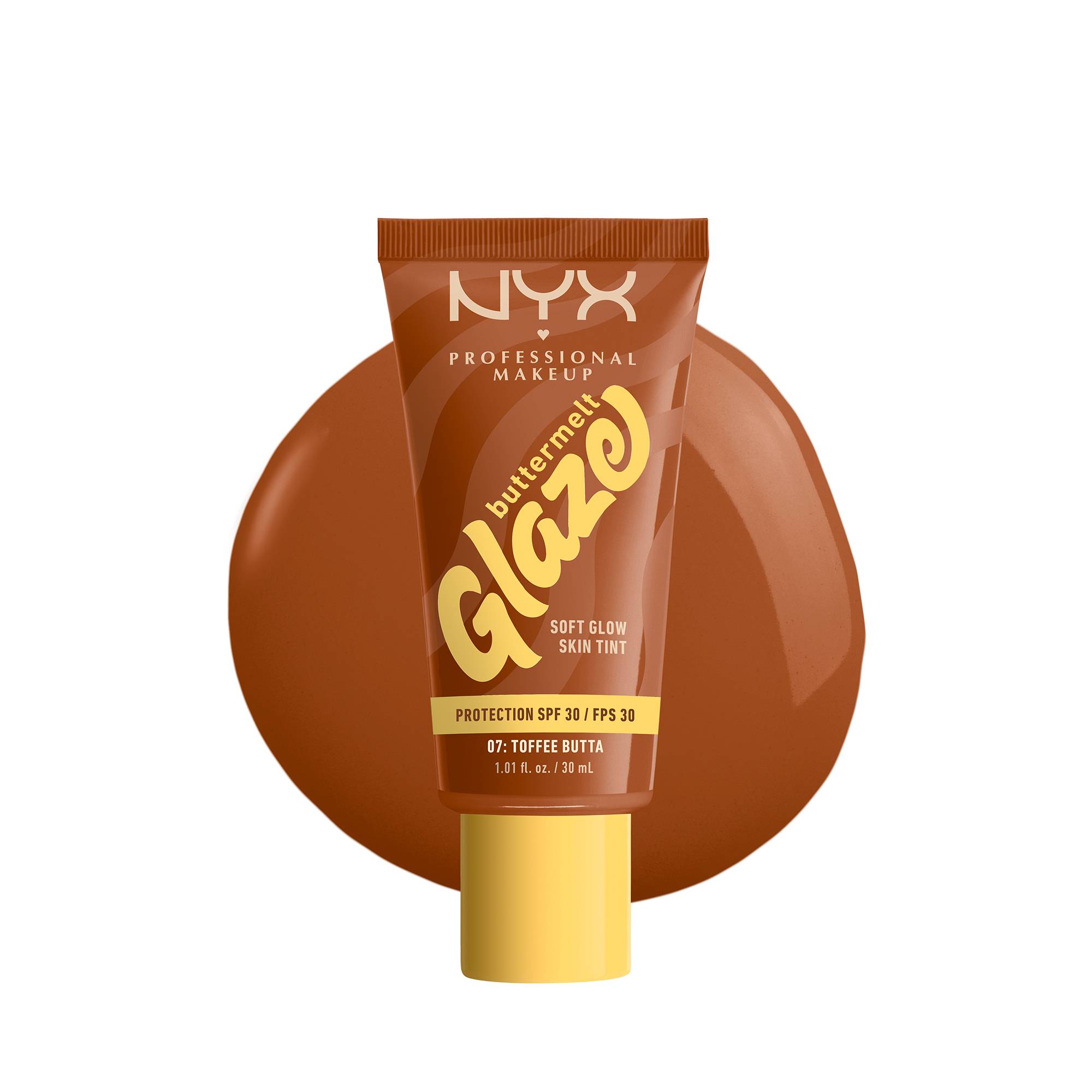 Fond de teint éclat lumineux Buttermelt Glaze - 07 Toffee Butta de la marque NYX Professional Makeup Contenance 30ml - 1