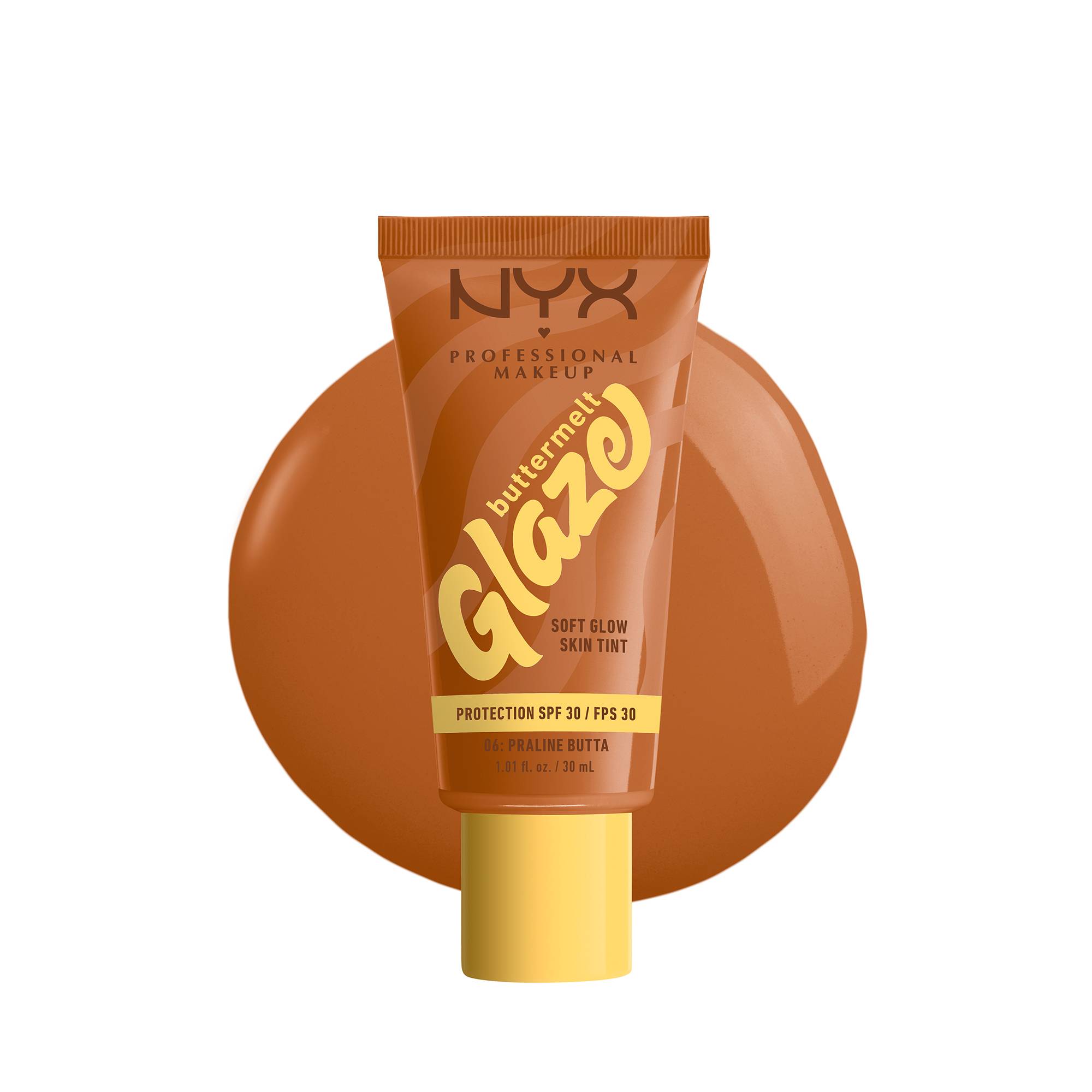 Fond de teint éclat lumineux Buttermelt Glaze - 06 Praline Butta de la marque NYX Professional Makeup Contenance 30ml - 1