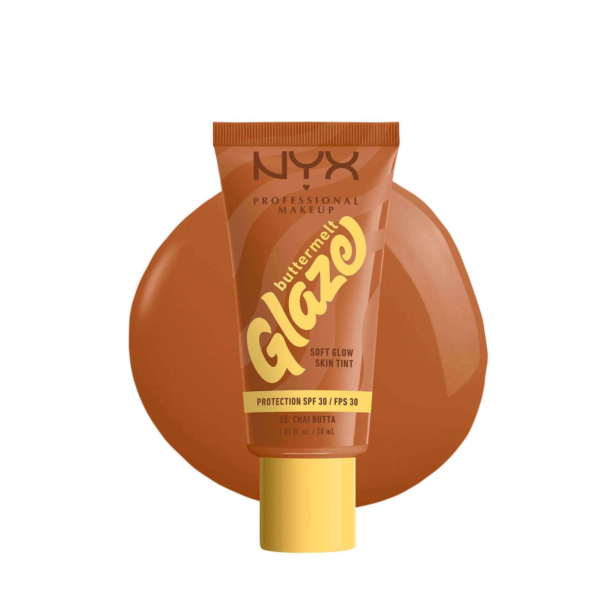Fond de teint éclat lumineux Buttermelt Glaze - 05 Chai Butta de la marque NYX Professional Makeup Contenance 30ml - 1