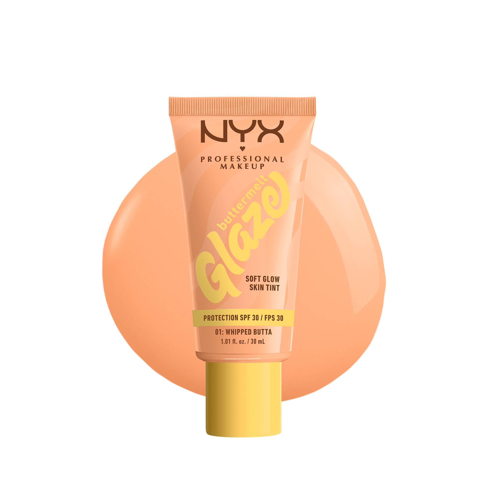 Fond de teint éclat lumineux Buttermelt Glaze - 01 Whipped Butta de la marque NYX Professional Makeup Contenance 30ml - 1