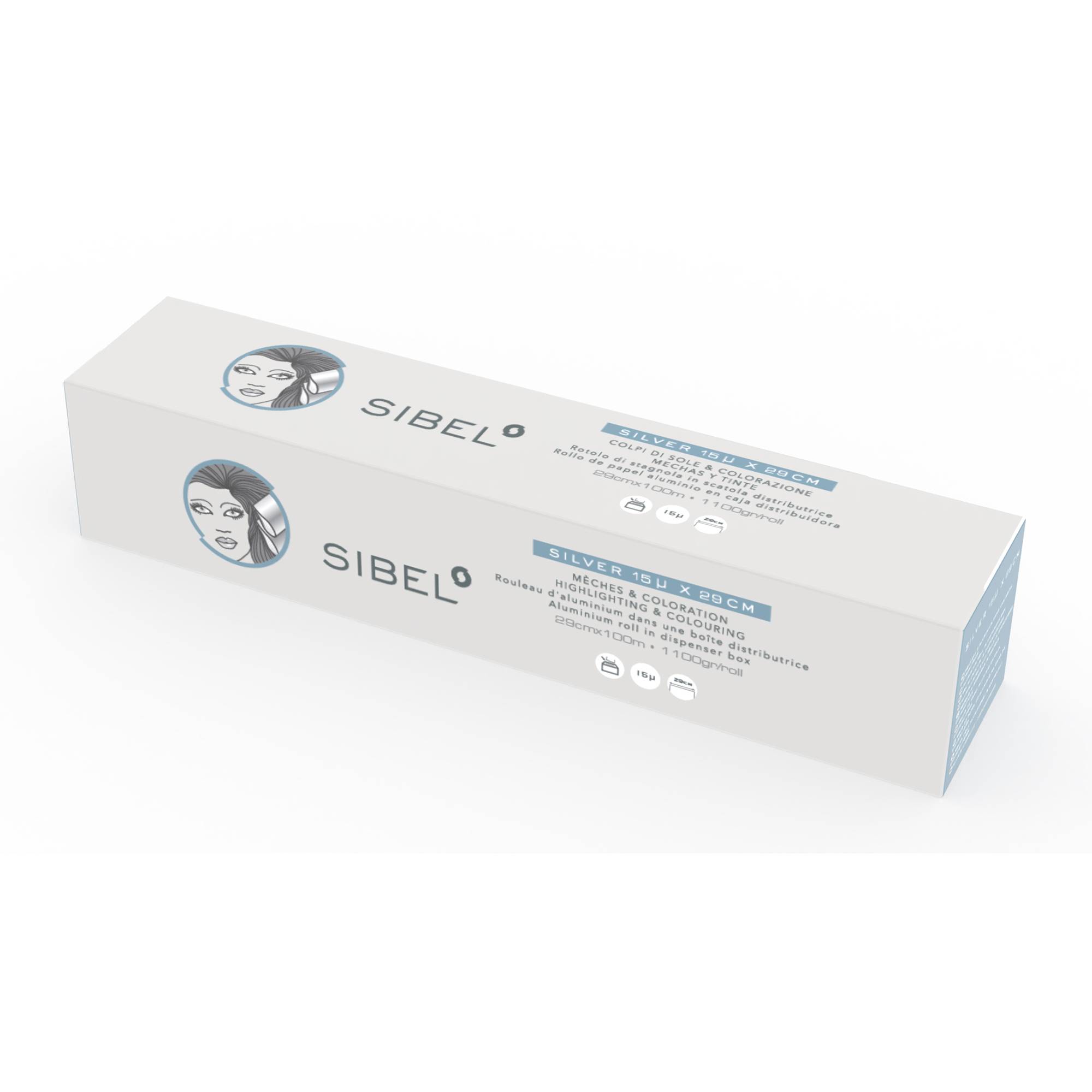 Rouleau aluminium mèches 29cm x 100m - 1100gr 15µ - boîte distributrice de la marque Sibel - 1