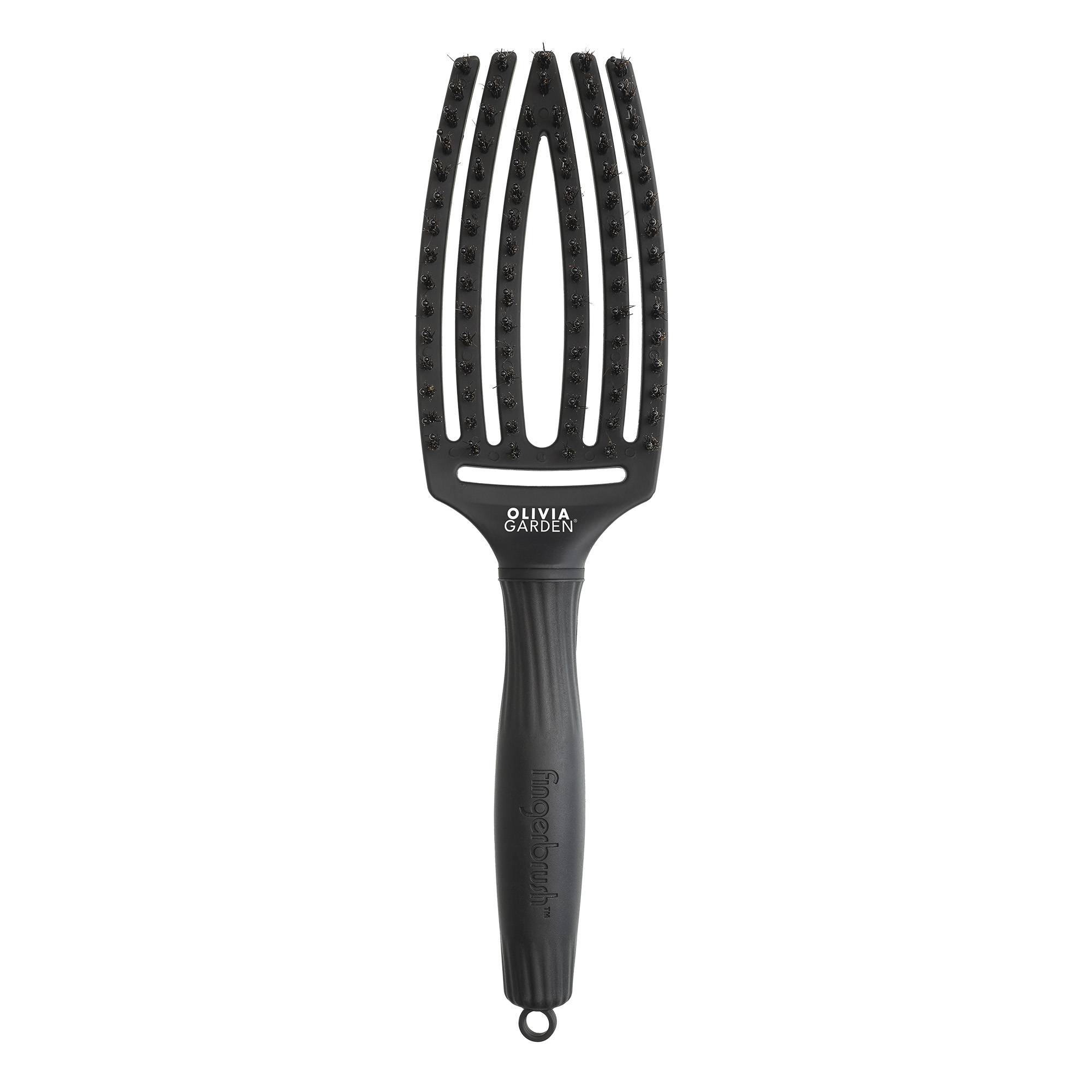 Fingerbrush brosse démêlante Iconic Boar & Nylon Full Black de la marque Olivia Garden - 1