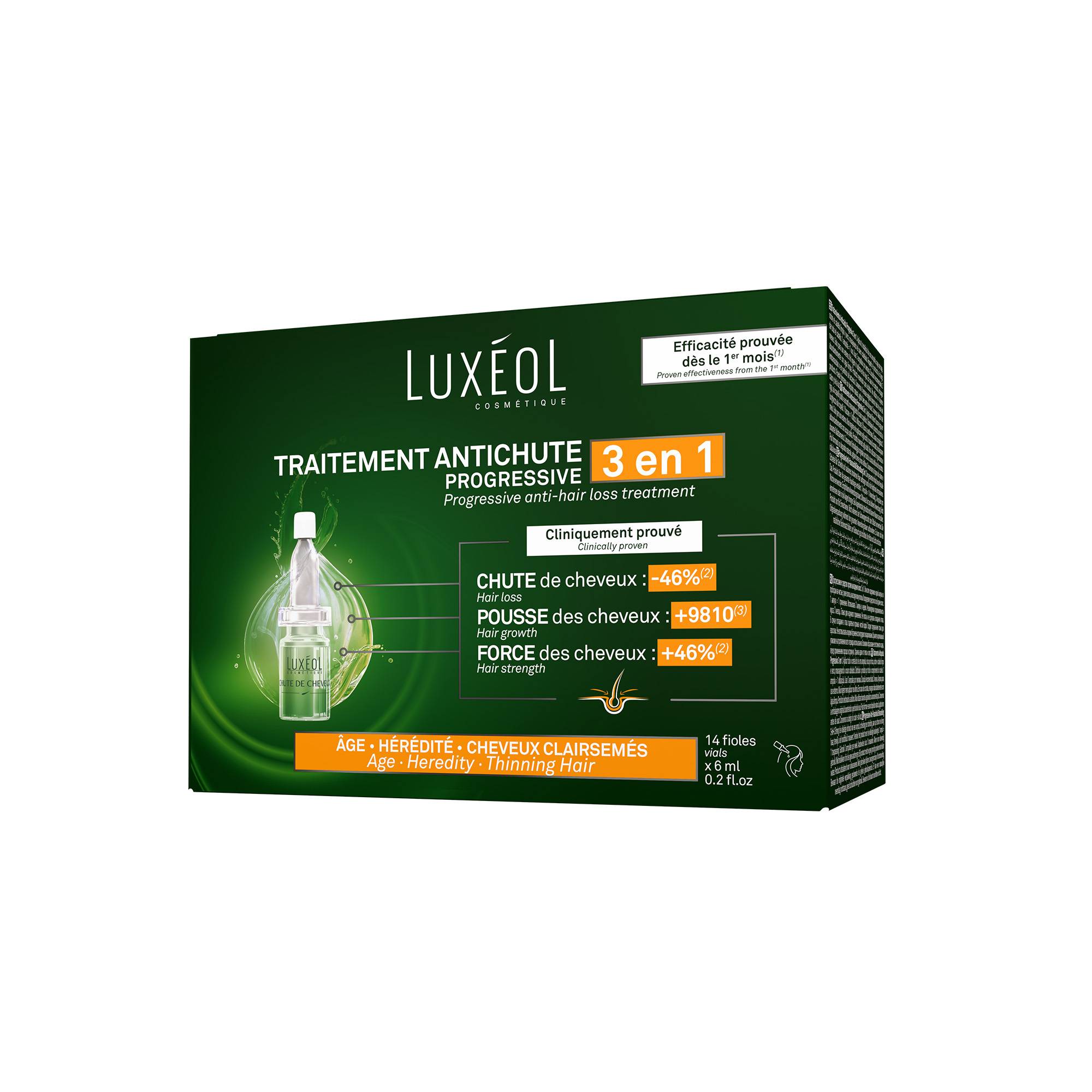 Traitement Antichute Progressive 3 en 1 – réduit la chute, booste la densité de la marque Luxéol Contenance 84ml - 1
