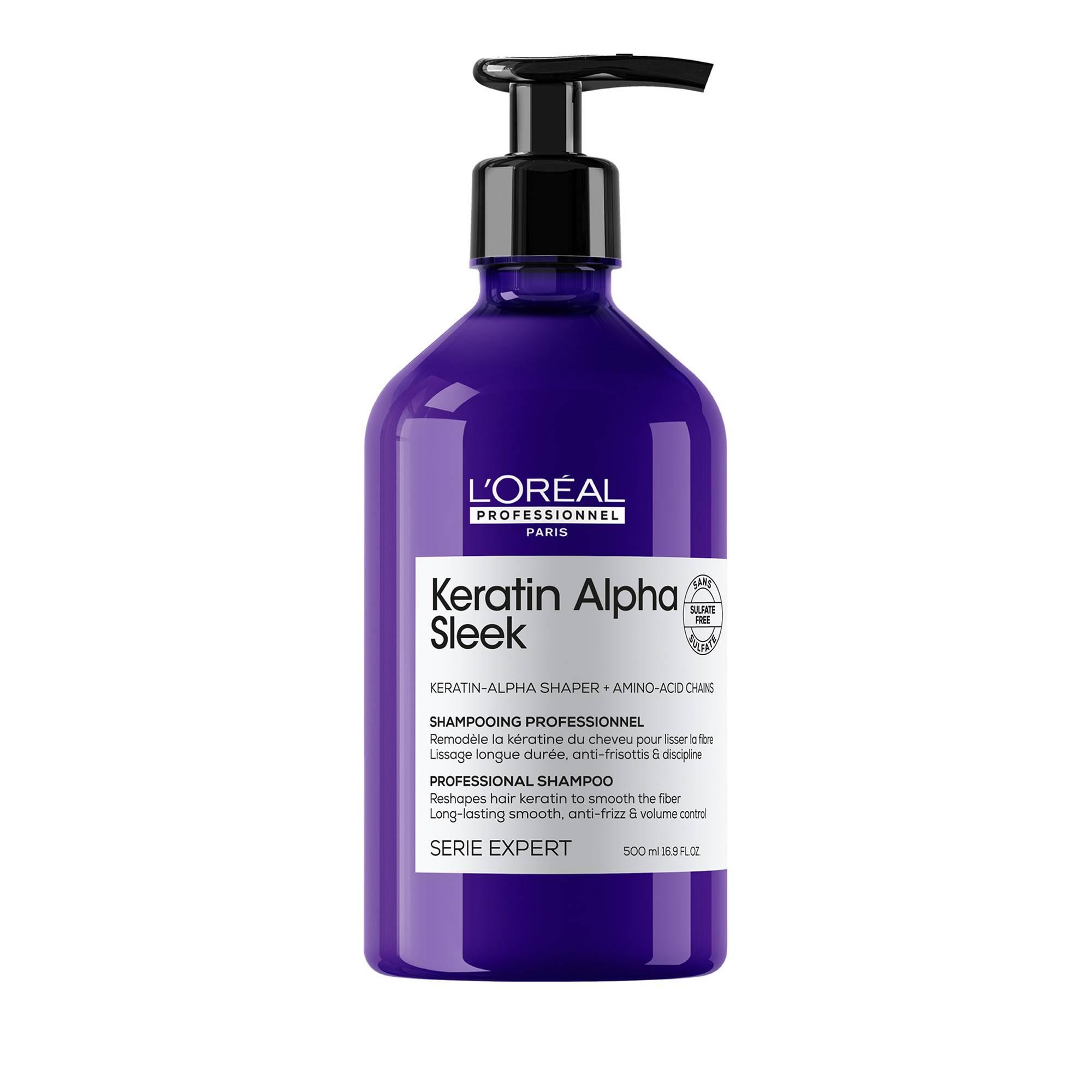 Shampoing disciplinant Keratin Alpha Sleek de la marque L'Oréal Professionnel Contenance 500ml - 1