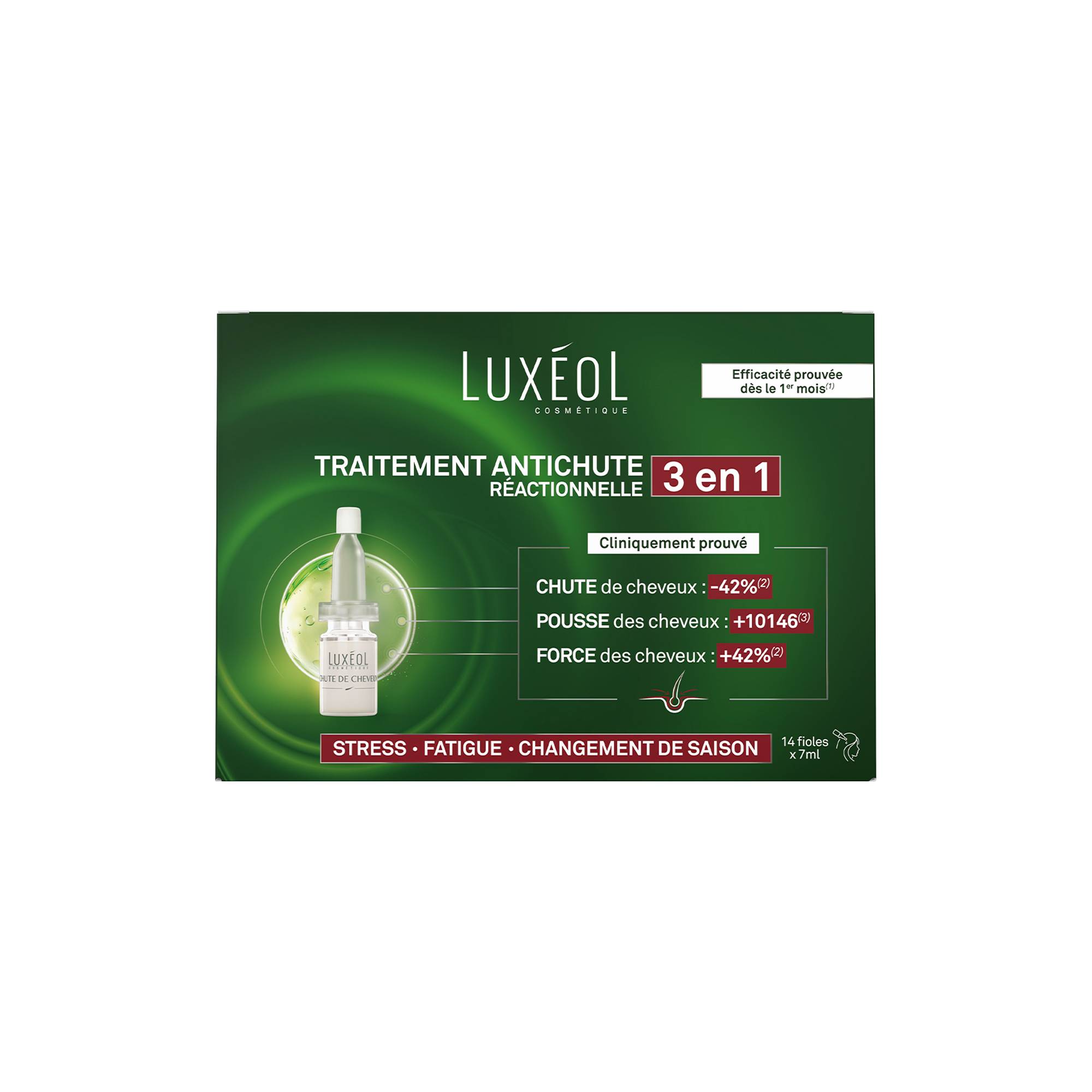 Traitement Antichute Réactionnelle 3 en 1 – réduit la chute, hydrate, fortifie de la marque Luxéol Contenance 84ml - 1