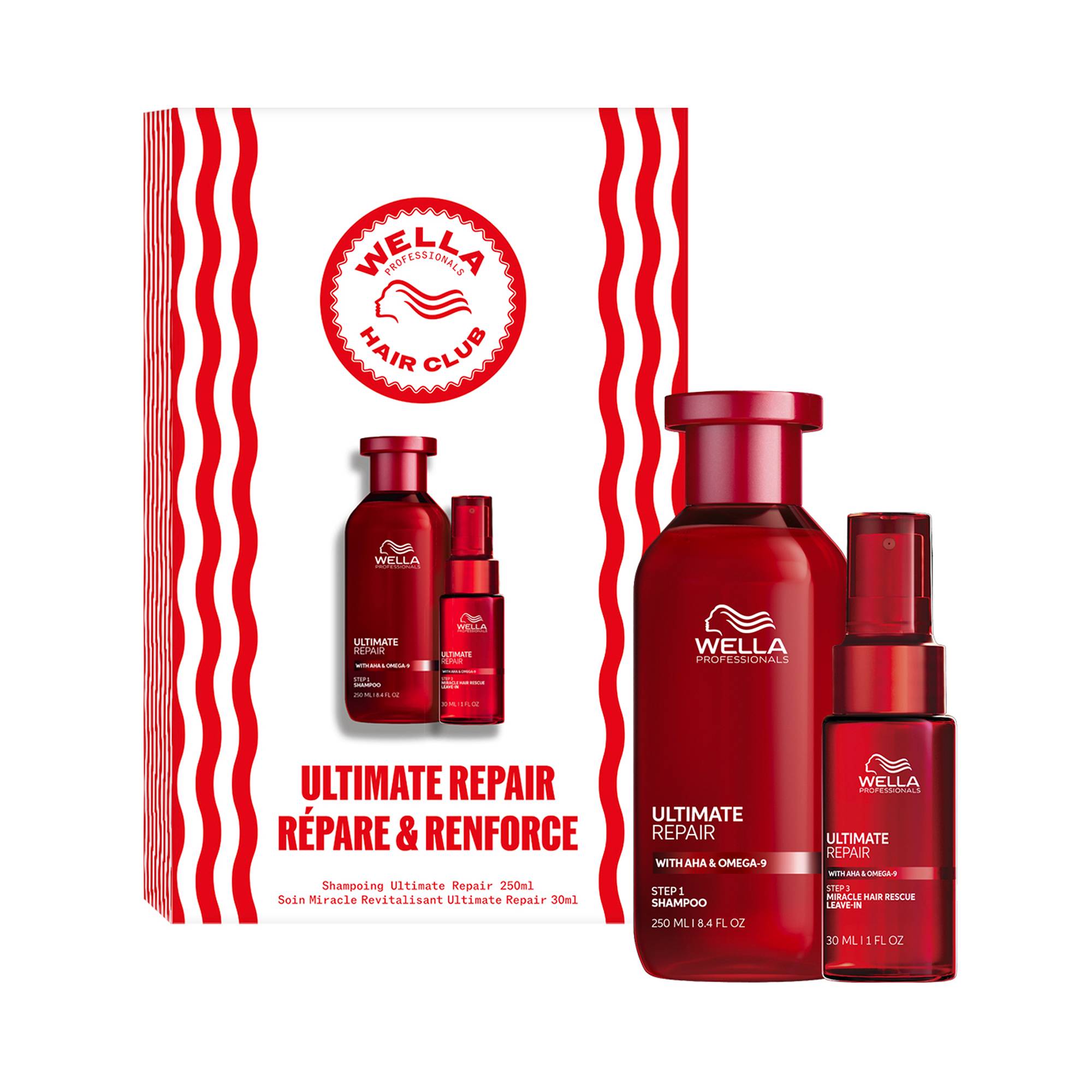 Coffret réparation Ultime Repair, shampoing & soin miracle revitalisant de la marque Wella Professionals Contenance 280ml - 1