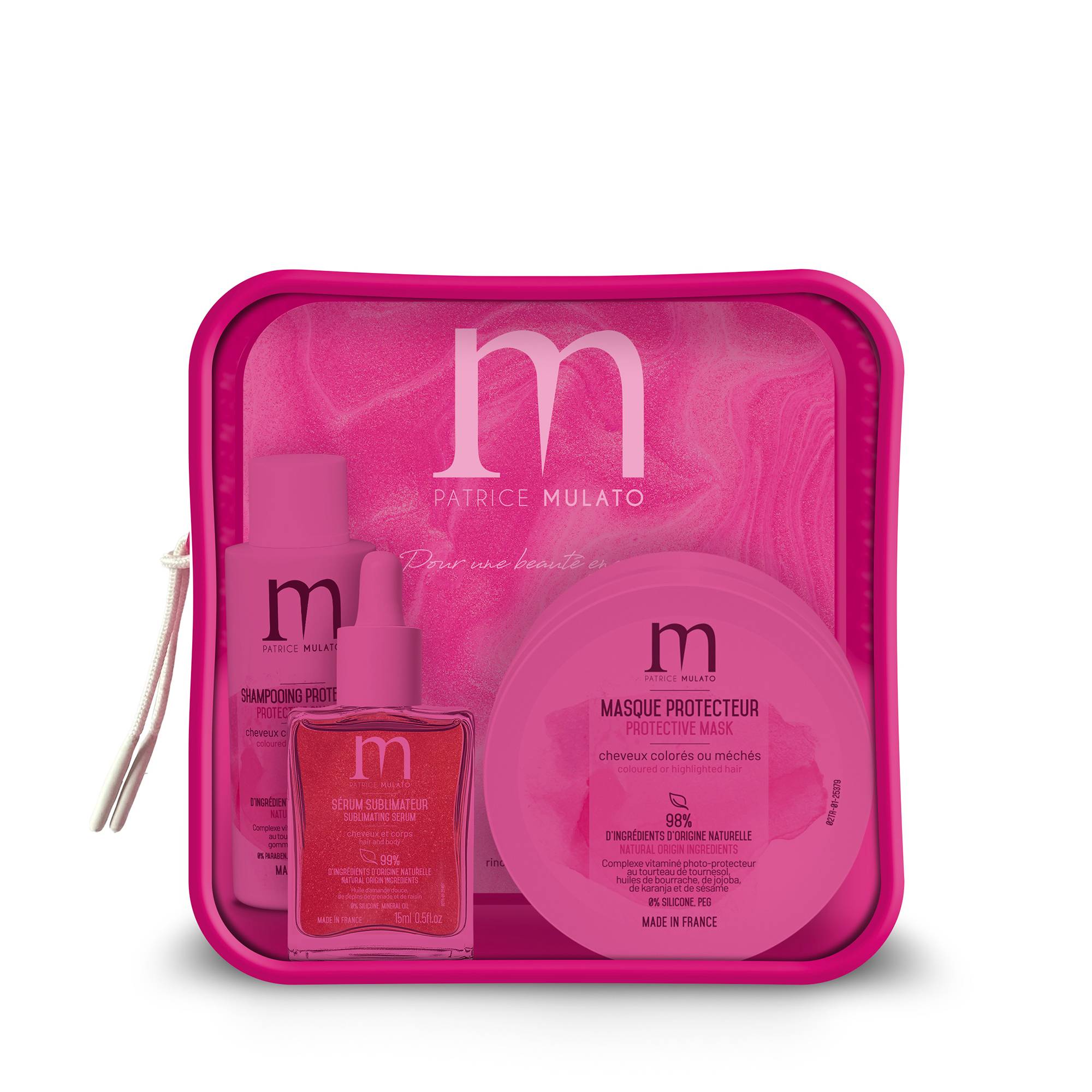 Trousse découverte cheveux colorés (shampoing, masque et sérum) de la marque Mulato Contenance 115ml - 1