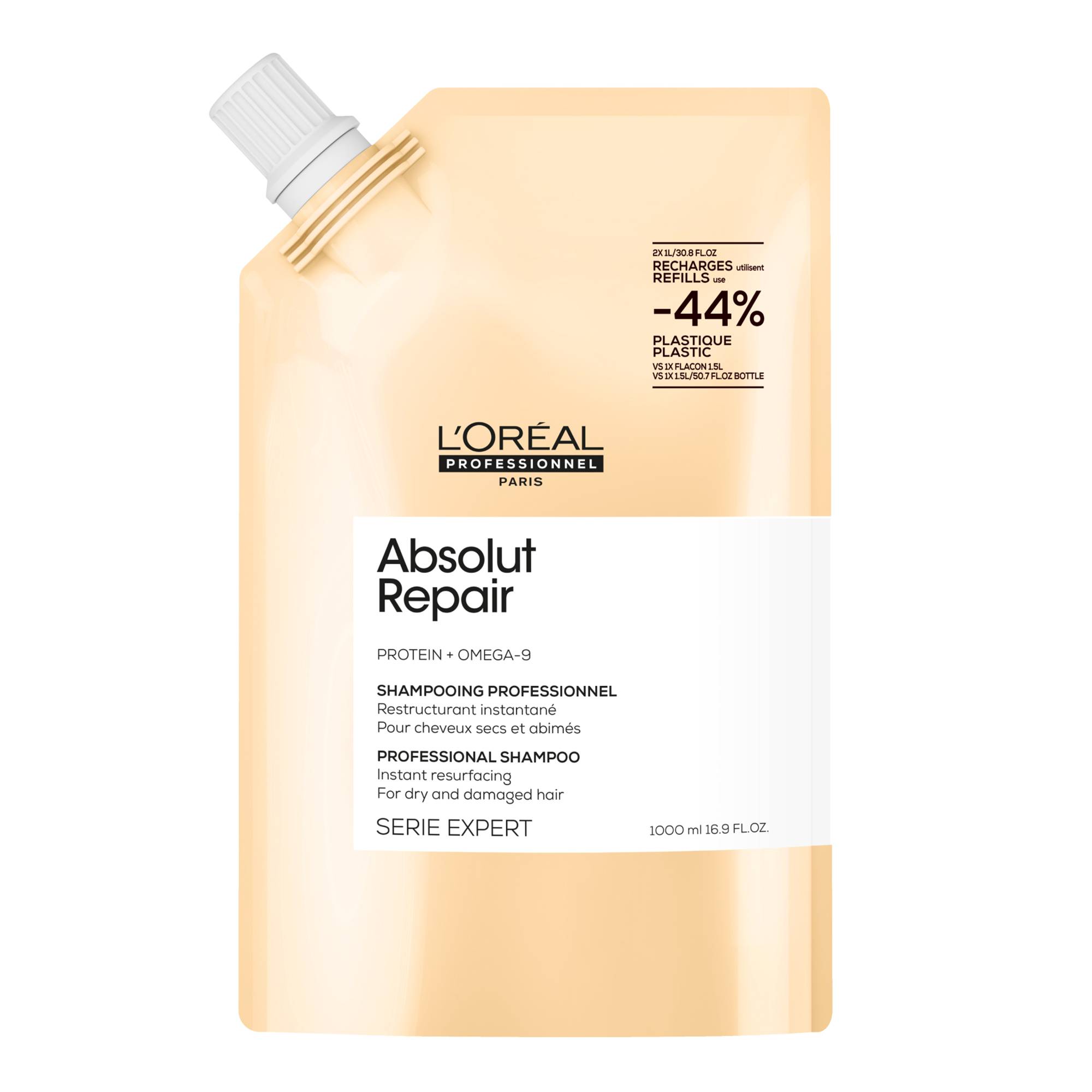Shampooing professionnel Absolut Repair – réparation et douceur de la marque L'Oréal Professionnel Contenance 1000ml - 1