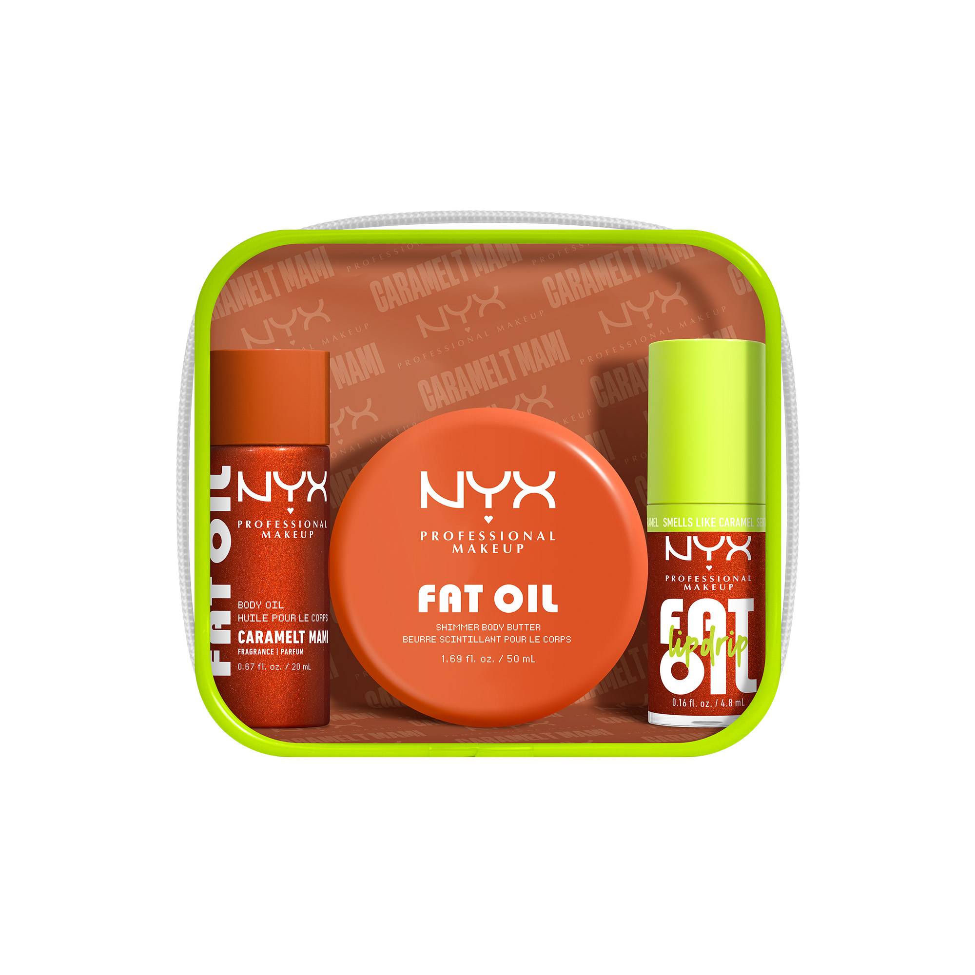 Coffret corps & lèvres Fat Oil Body Caramelt Mami – minis, hydration & éclat de la marque NYX Professional Makeup - 1