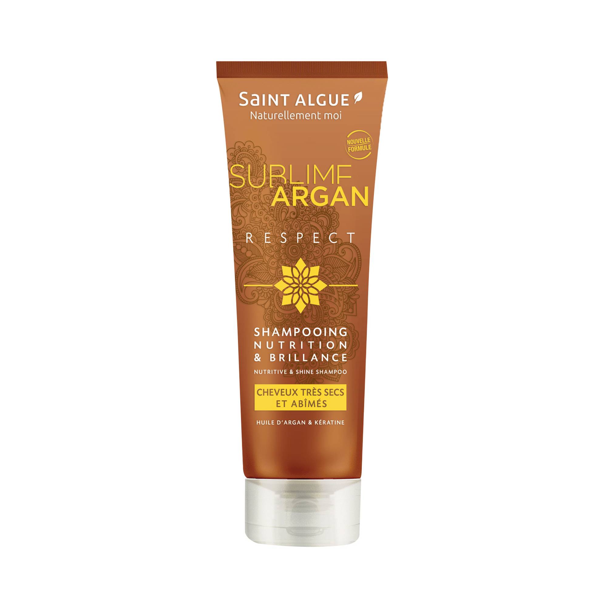 Shampooing nutrition & brillance Sublime Argan - cheveux très secs et abîmés de la marque Saint Algue Contenance 250ml - 1