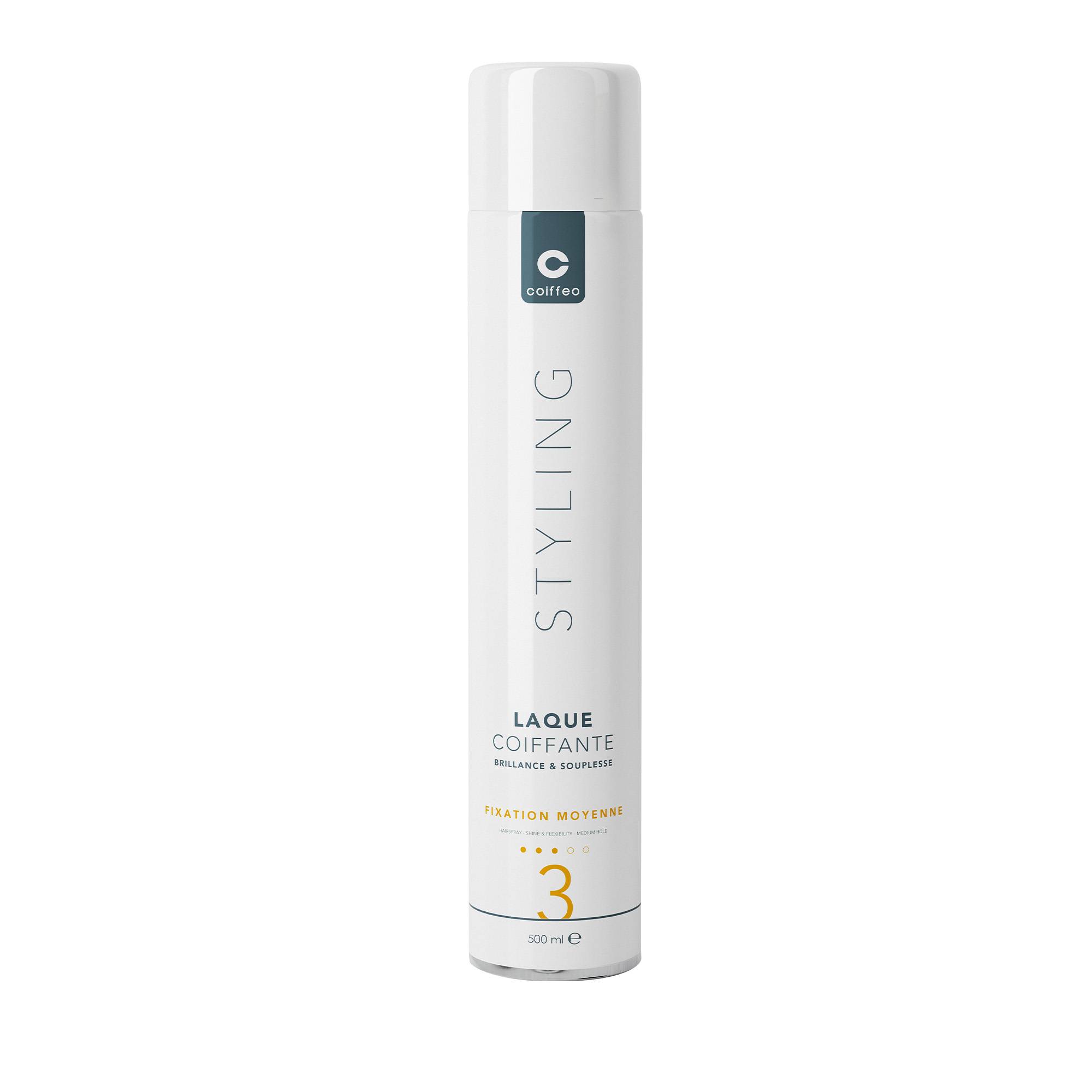 Laque Fixation Moyenne – Souplesse et Brillance Naturelle de la marque Coiffeo Contenance 500ml - 1