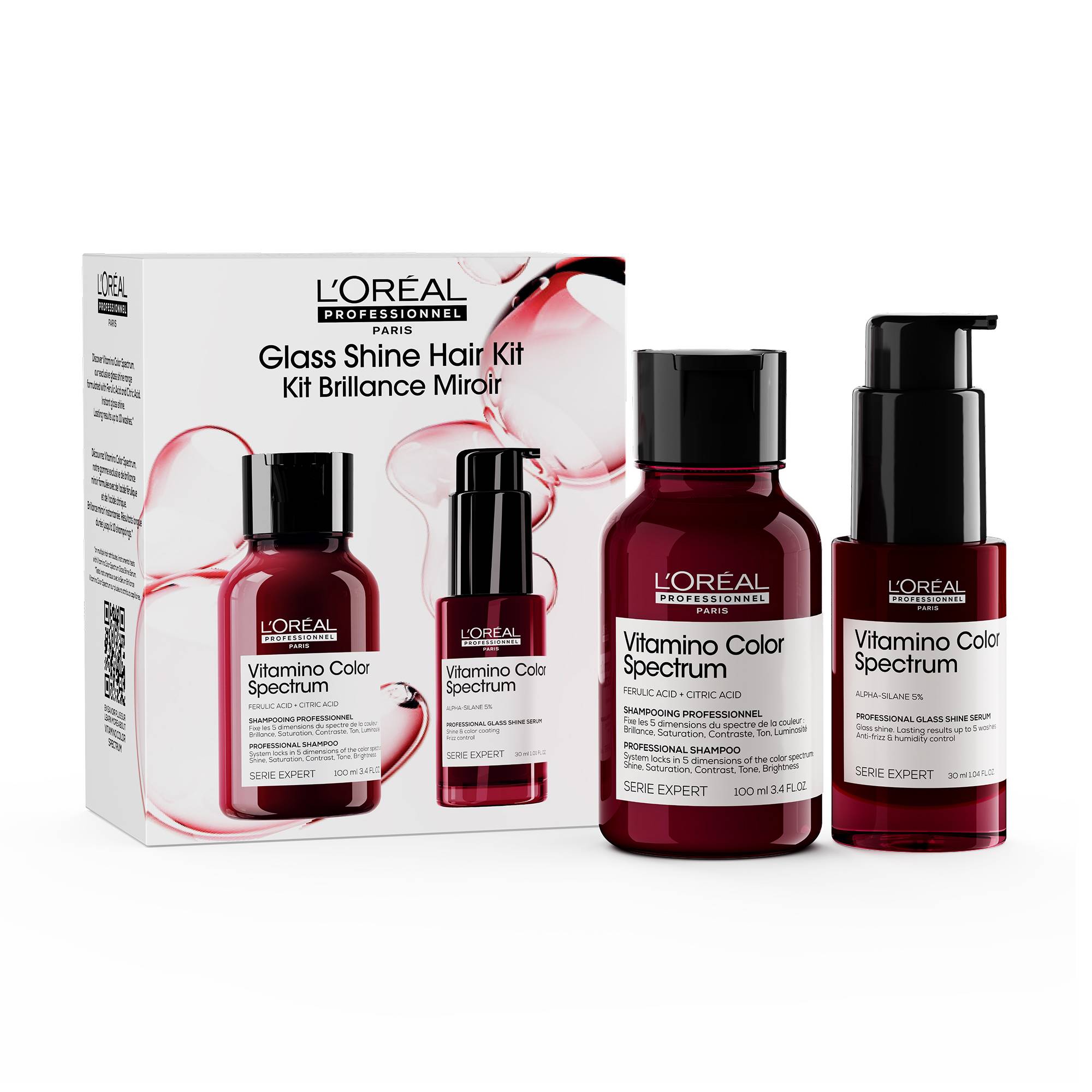 Kit duo brillance miroir Vitamino Color Spectrum (shampoing + sérum) de la marque L'Oréal Professionnel Contenance 130ml - 1