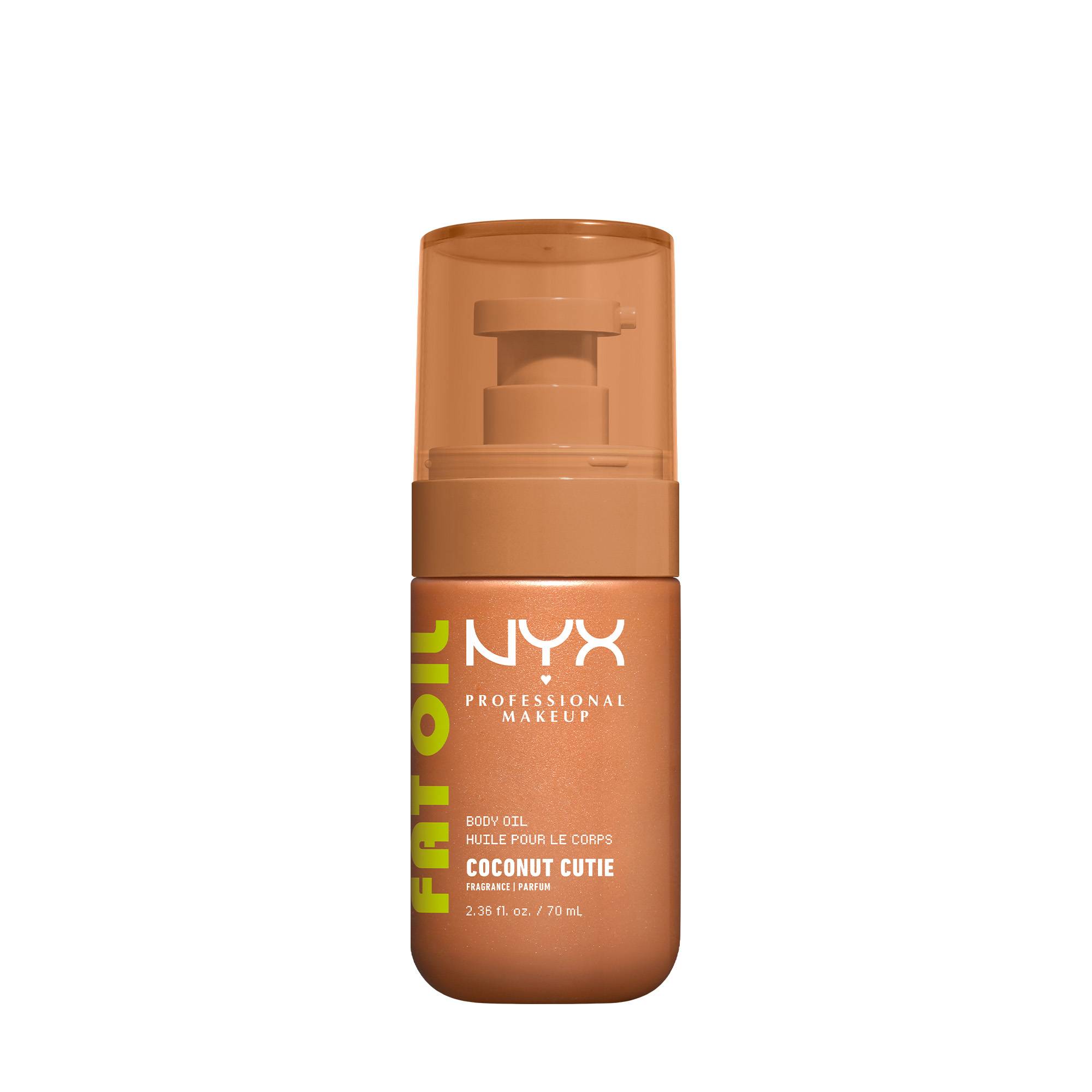 Huile corps Fat Oil Body Coconut Cutie – fini nacré champagne, hydratation 24H de la marque NYX Professional Makeup Contenance 70ml - 1